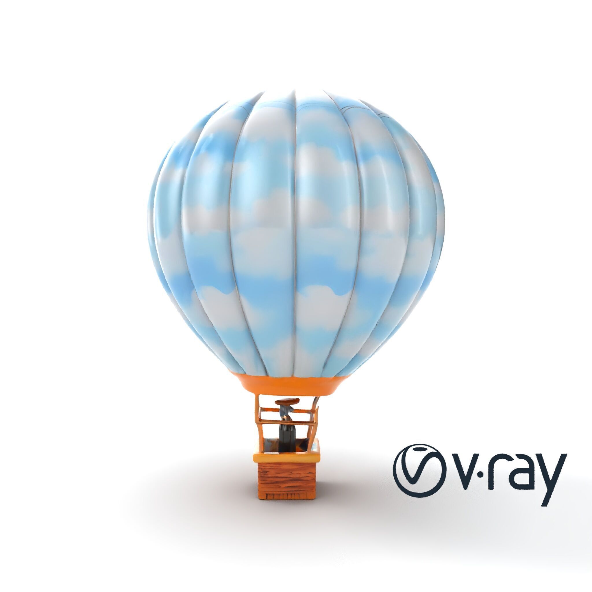 Classic Hot Air Balloon Cloudy Sky model pack Low-poly 3D model_28