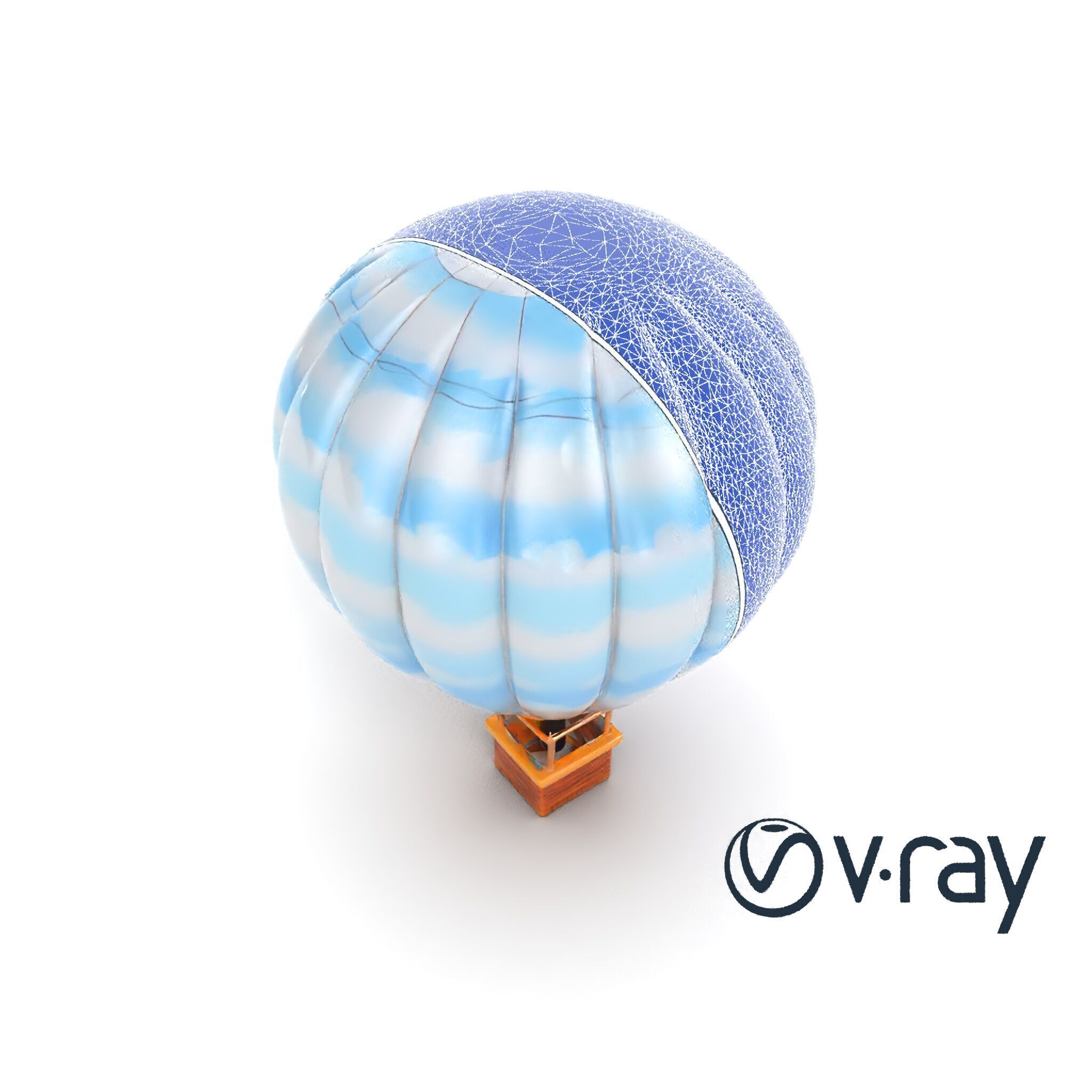 Classic Hot Air Balloon Cloudy Sky model pack Low-poly 3D model_19