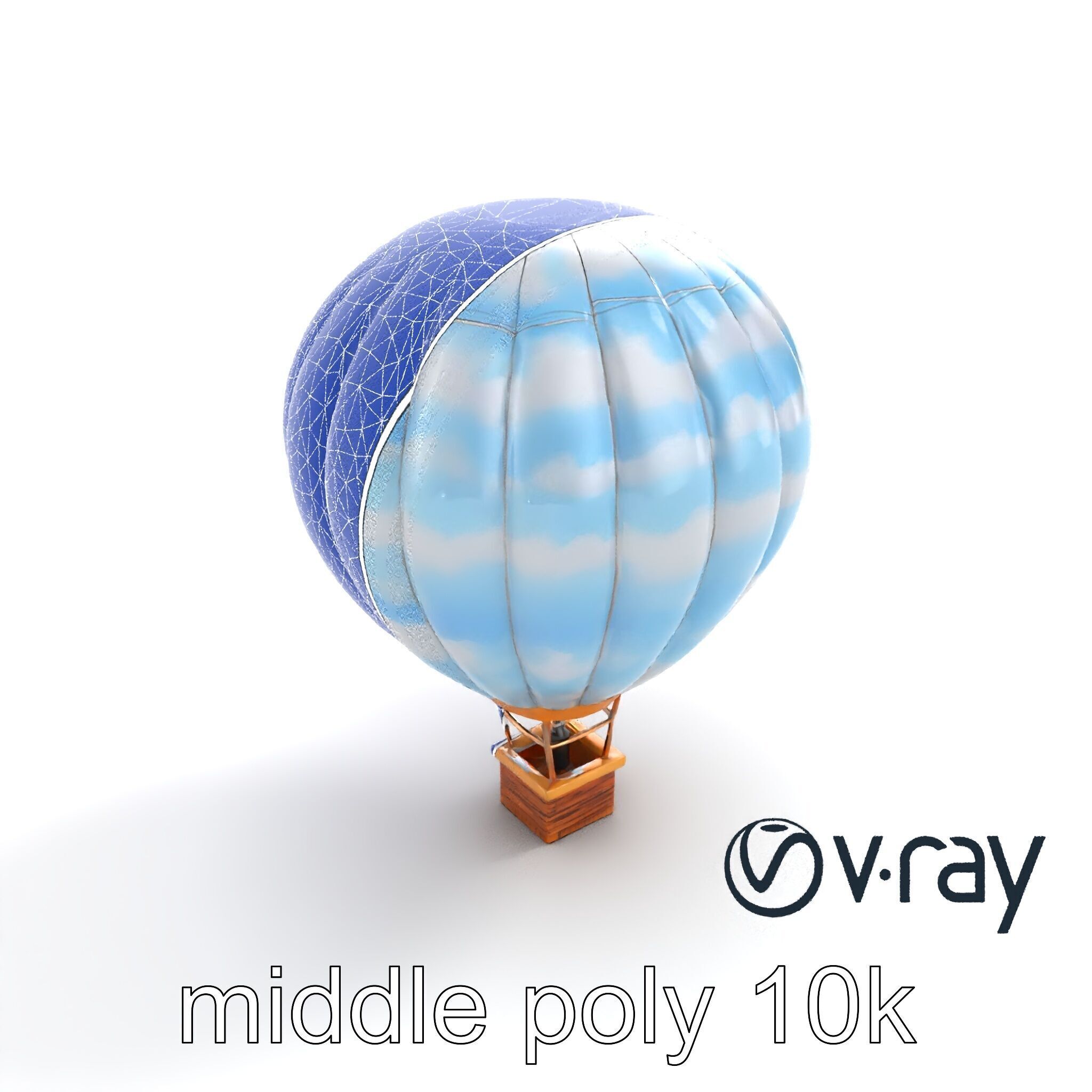 Classic Hot Air Balloon Cloudy Sky model pack Low-poly 3D model_11
