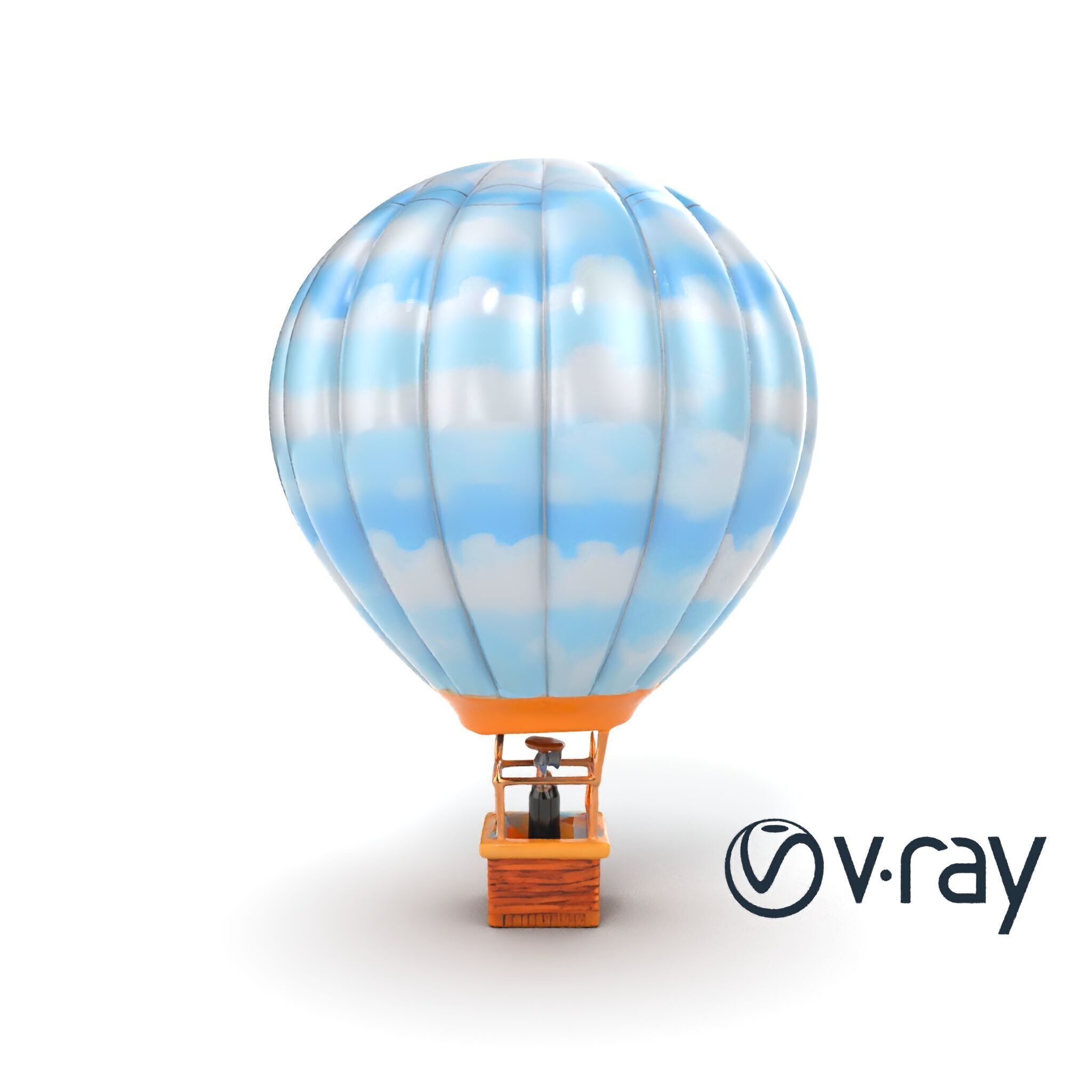 Classic Hot Air Balloon Cloudy Sky model pack Low-poly 3D model_23