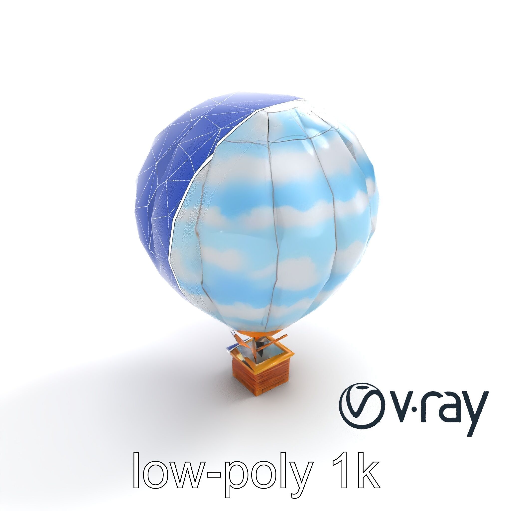 Classic Hot Air Balloon Cloudy Sky model pack Low-poly 3D model_13