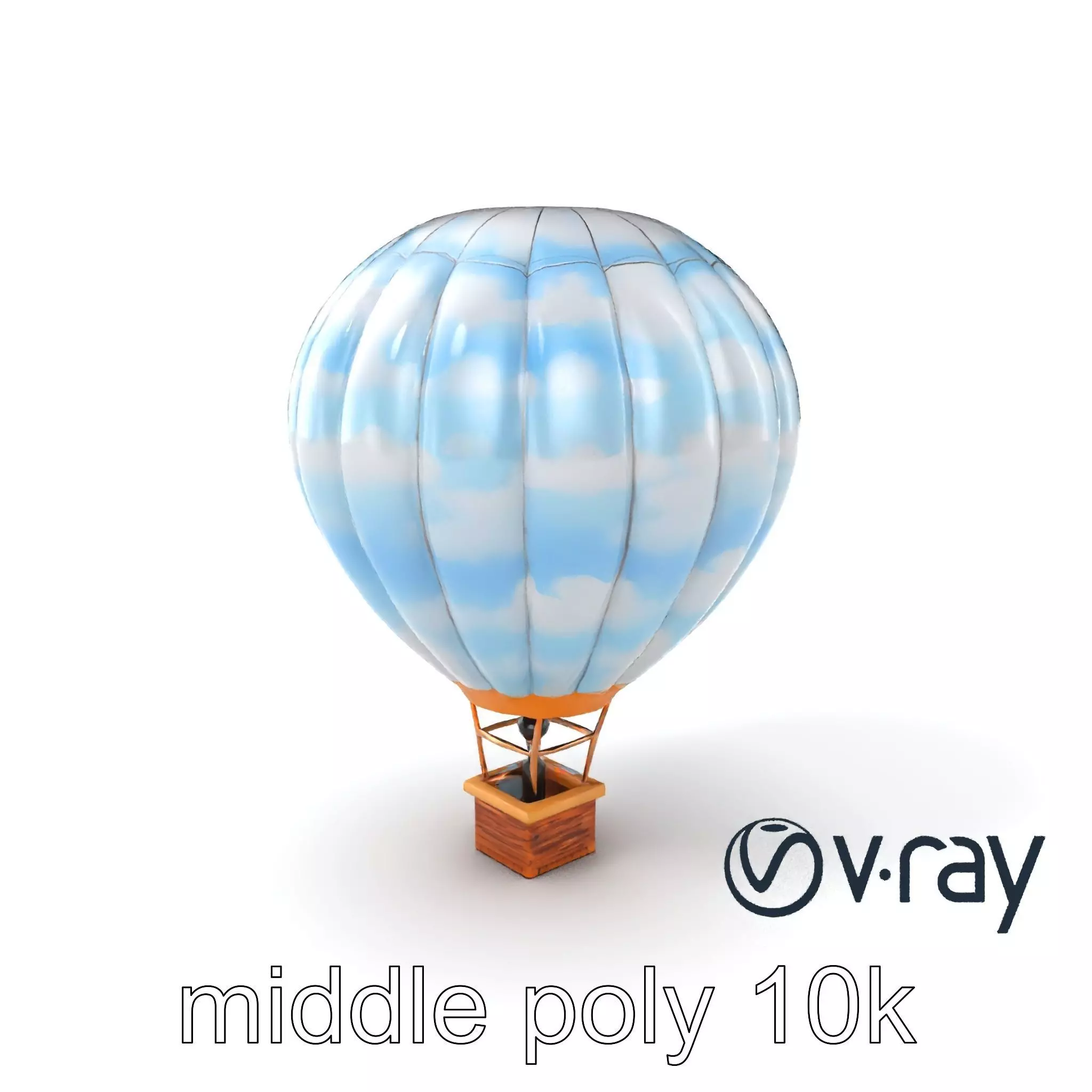 Classic Hot Air Balloon Cloudy Sky model pack Low-poly 3D model_0