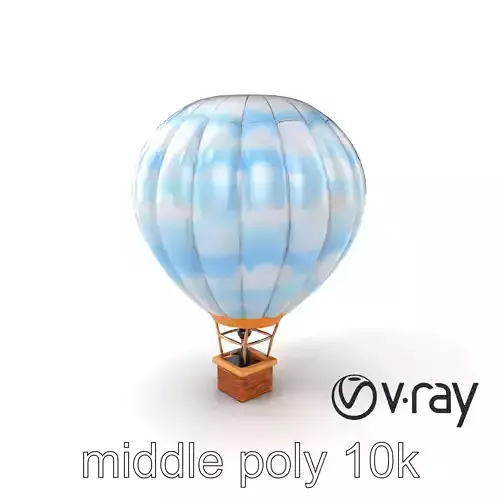Classic Hot Air Balloon Cloudy Sky model pack