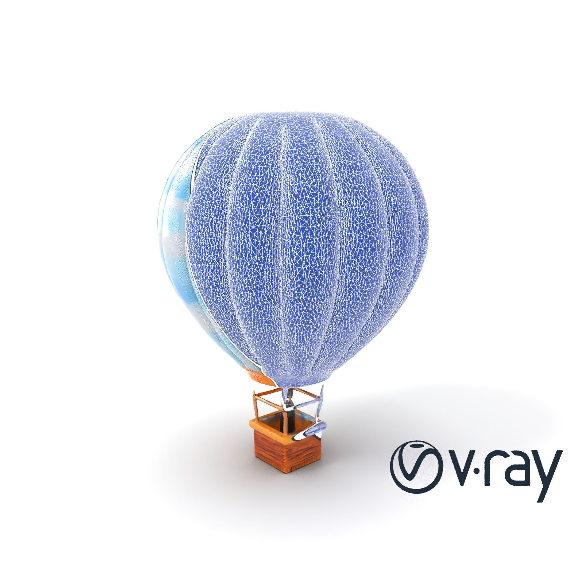 Classic Hot Air Balloon Cloudy Sky model pack Low-poly 3D model_26