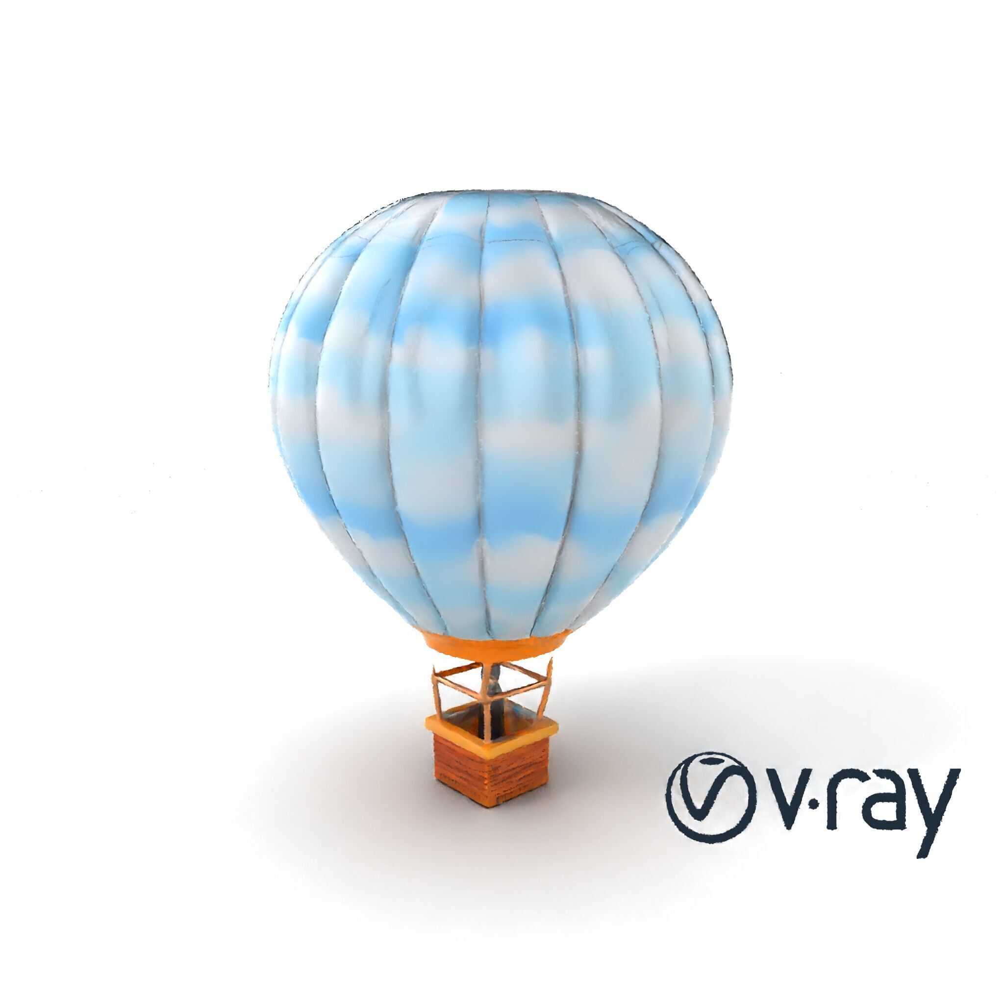 Classic Hot Air Balloon Cloudy Sky model pack Low-poly 3D model_6