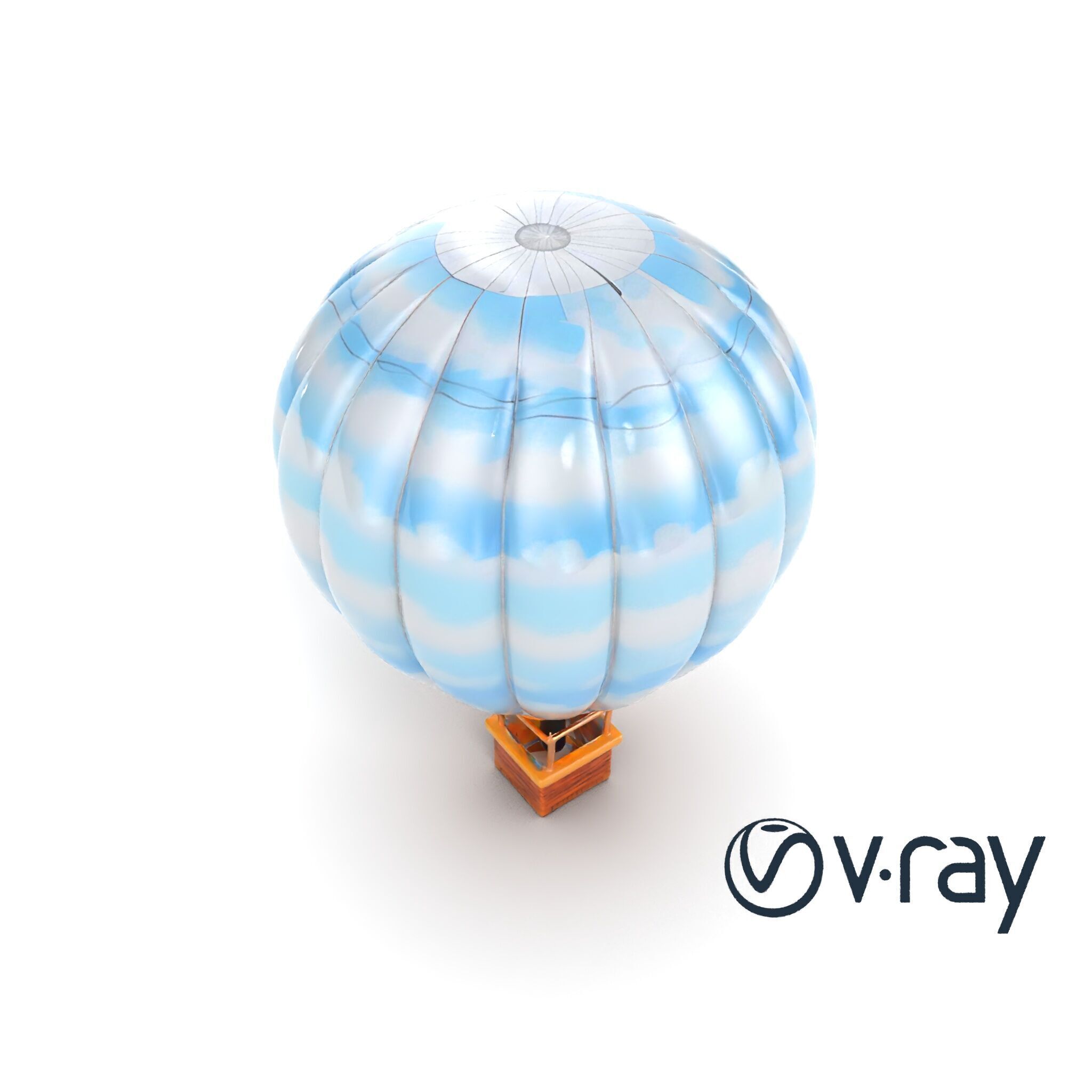 Classic Hot Air Balloon Cloudy Sky model pack Low-poly 3D model_25