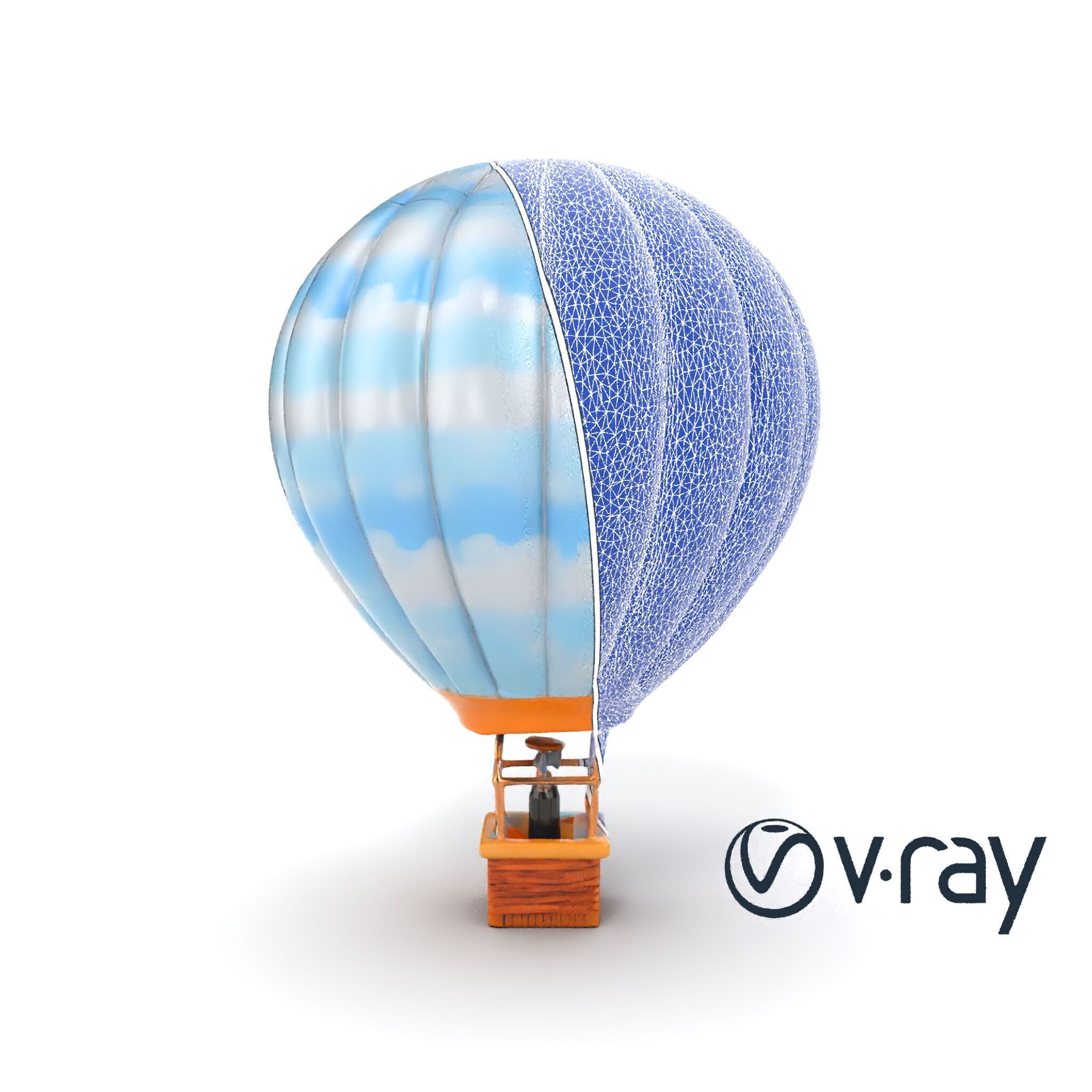 Classic Hot Air Balloon Cloudy Sky model pack Low-poly 3D model_16