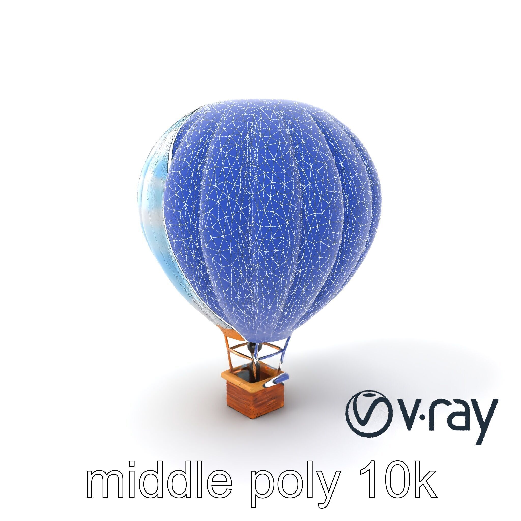 Classic Hot Air Balloon Cloudy Sky model pack Low-poly 3D model_29