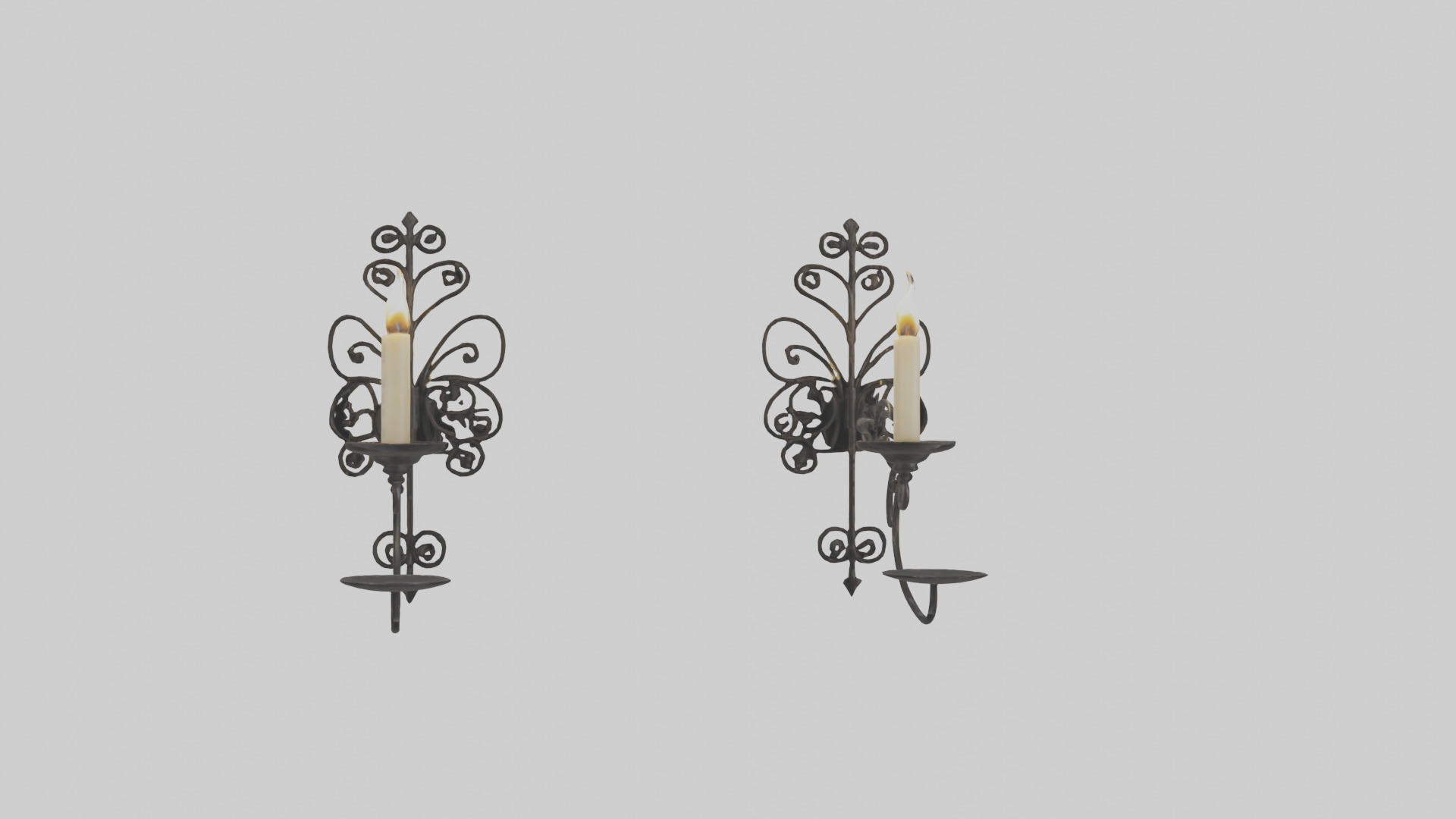 Candle wall sconce model Low-poly 3D model_20