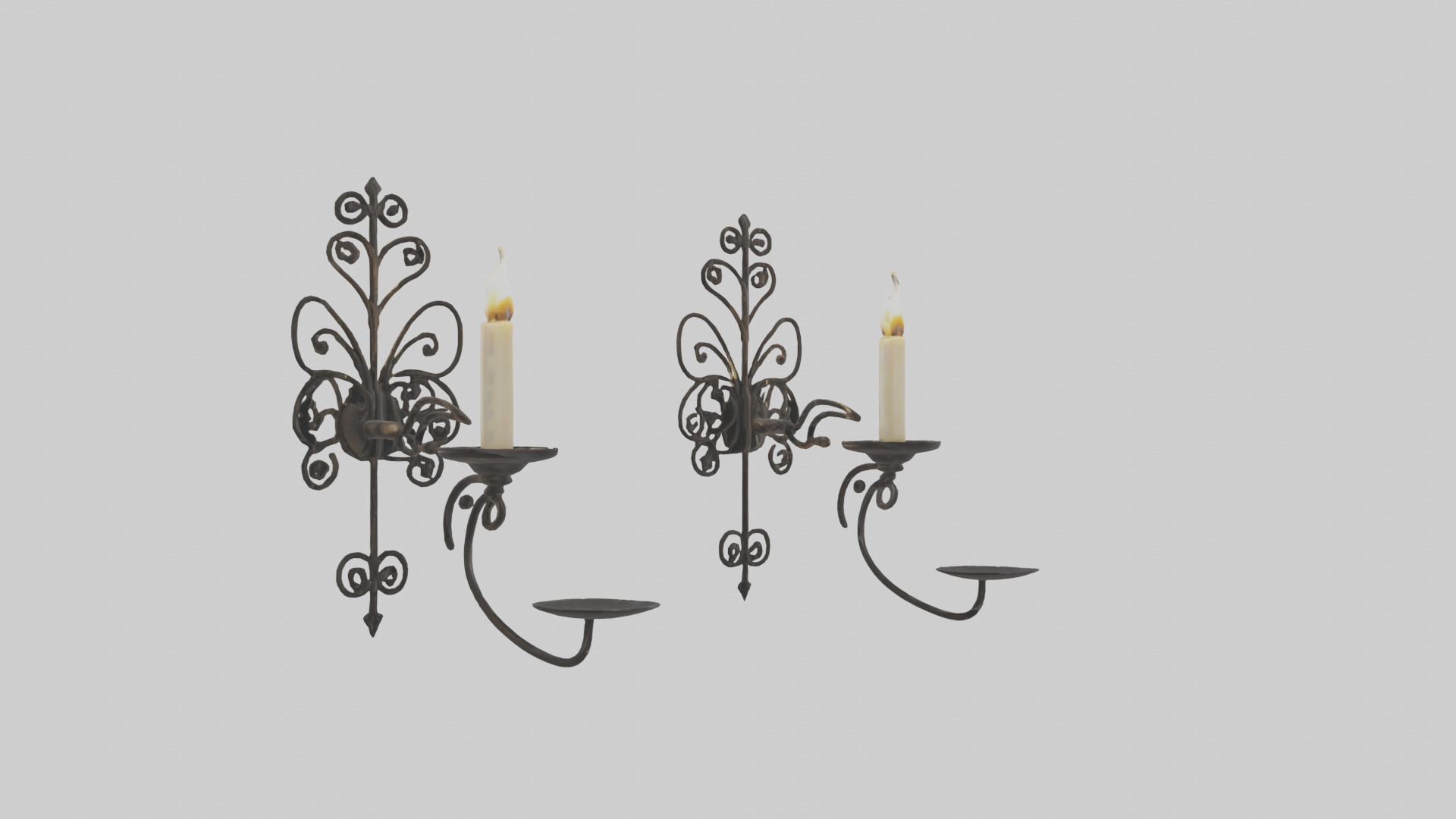 Candle wall sconce model Low-poly 3D model_16