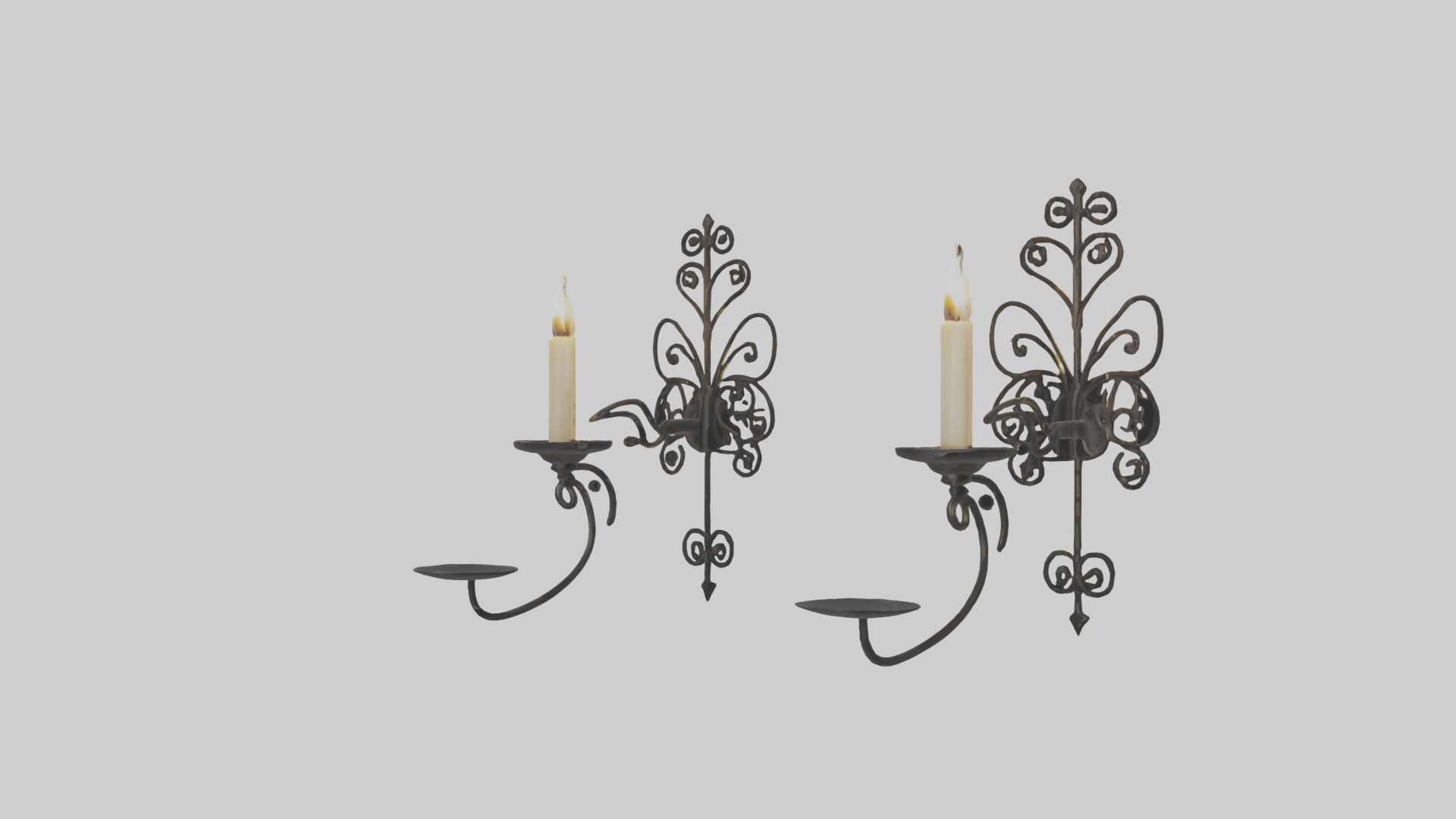 Candle wall sconce model Low-poly 3D model_8