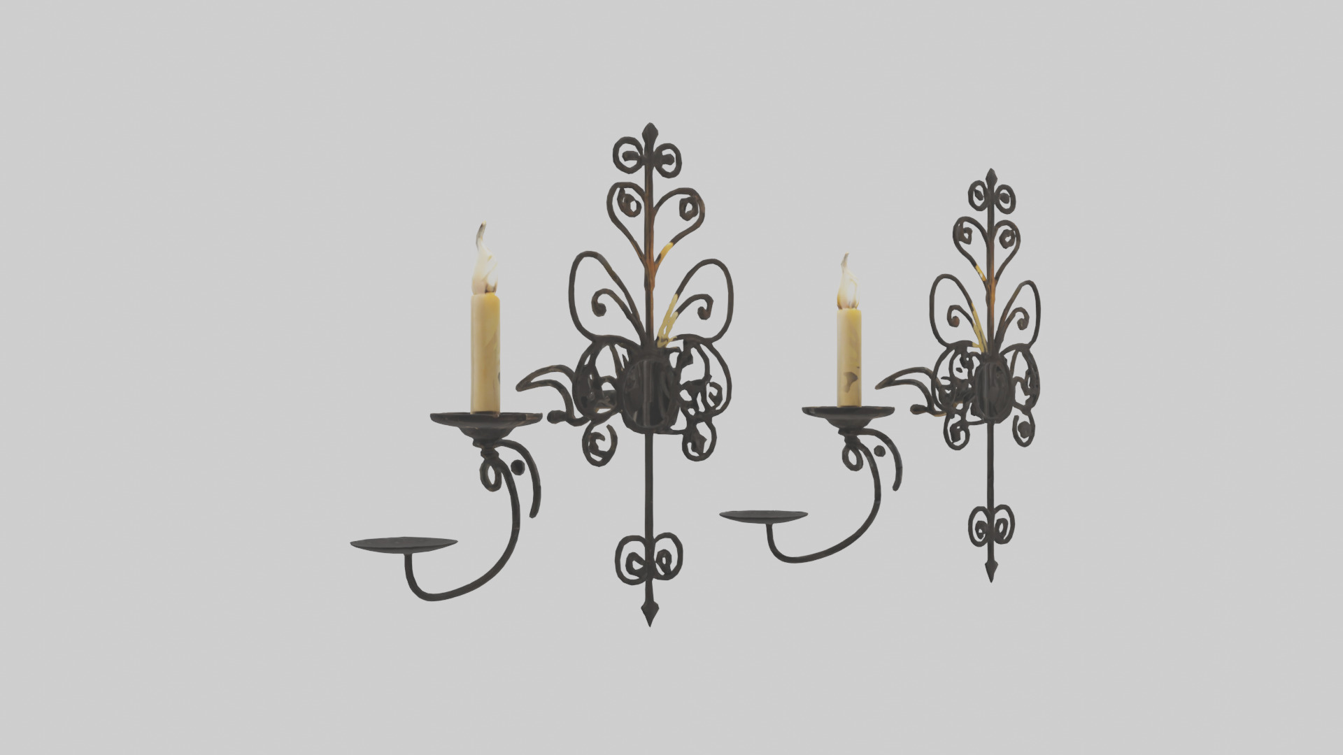 Candle wall sconce model Low-poly 3D model_1
