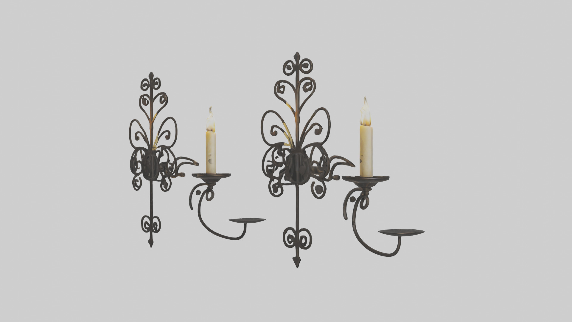 Candle wall sconce model Low-poly 3D model_2