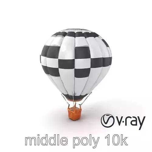 Classic Hot Air Balloon Checkerboard Model Pack Low-poly 3D model