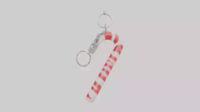 Candy cane keychain model Low-poly 3D model Candy cane keychain model Low-poly 3D model