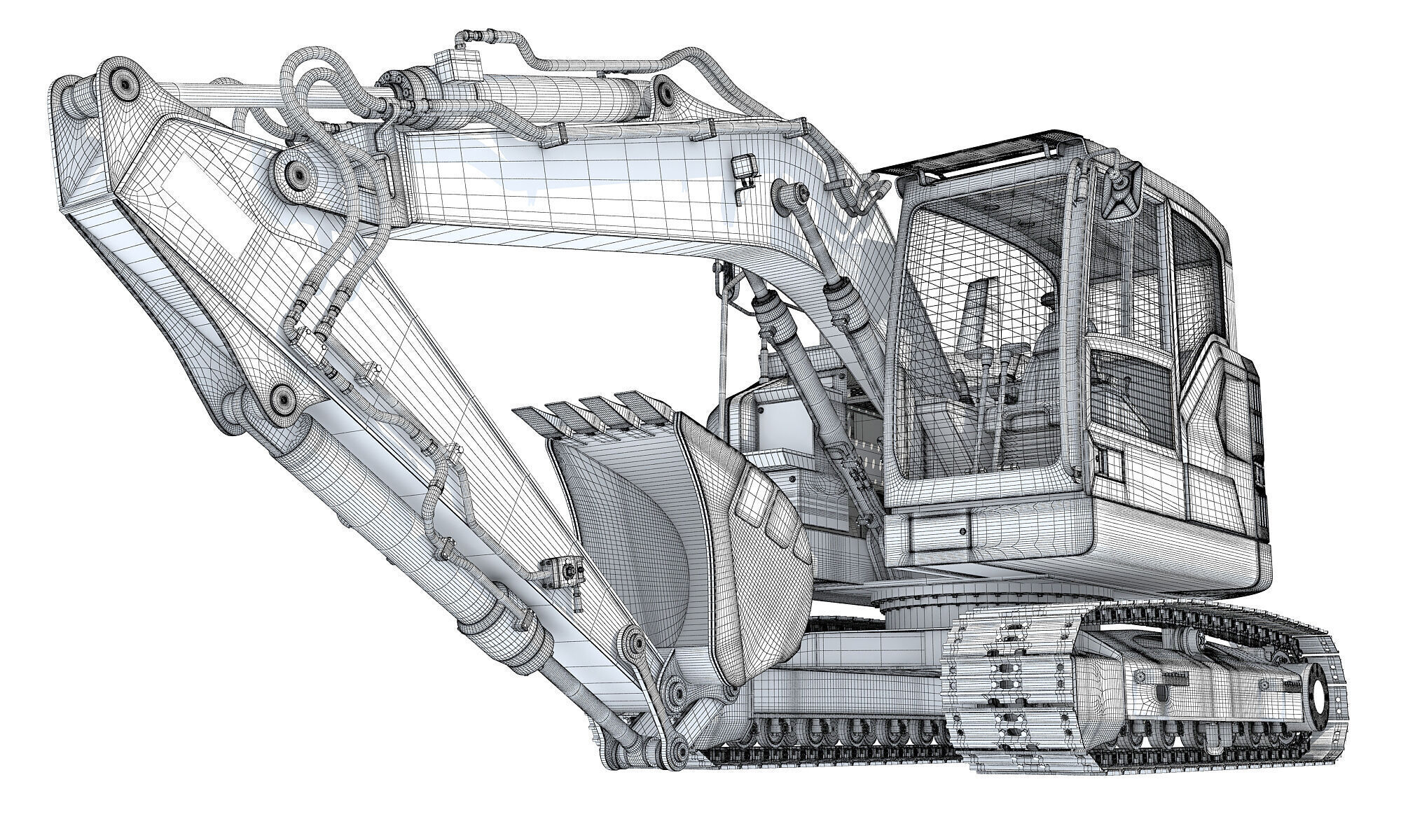 Construction Tracked Excavator 3D model_20