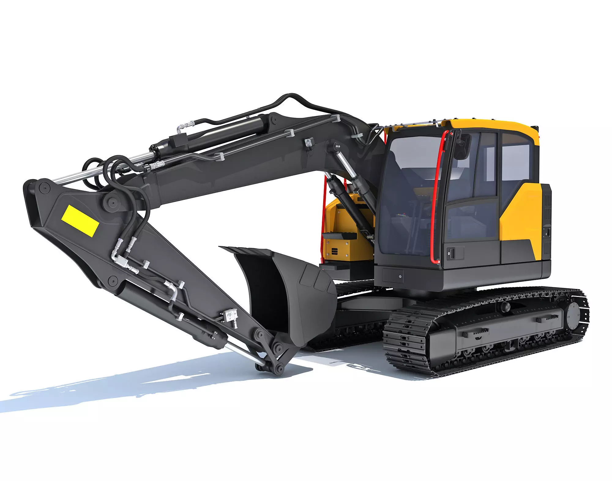 Construction Tracked Excavator 3D model_0