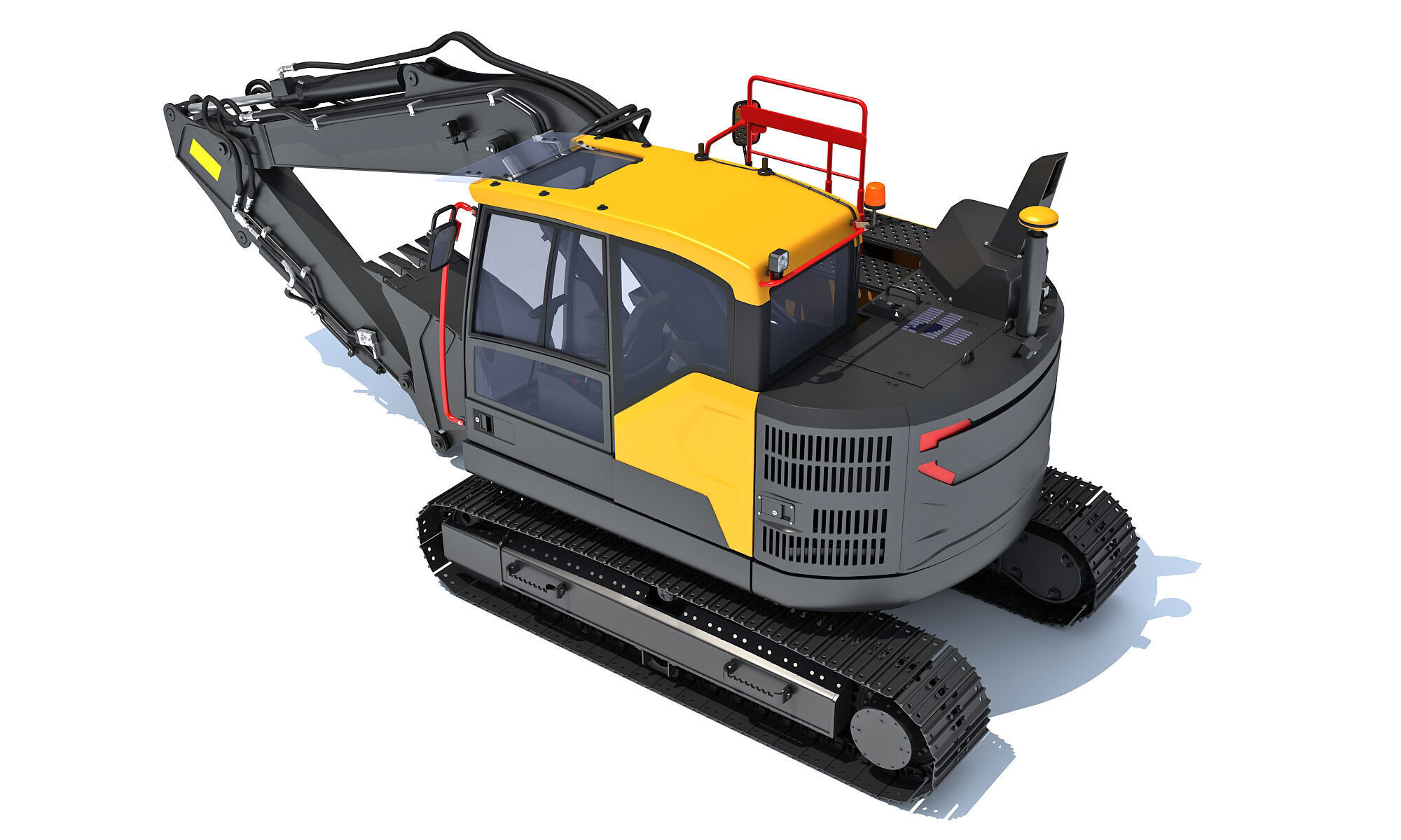 Construction Tracked Excavator 3D model_3
