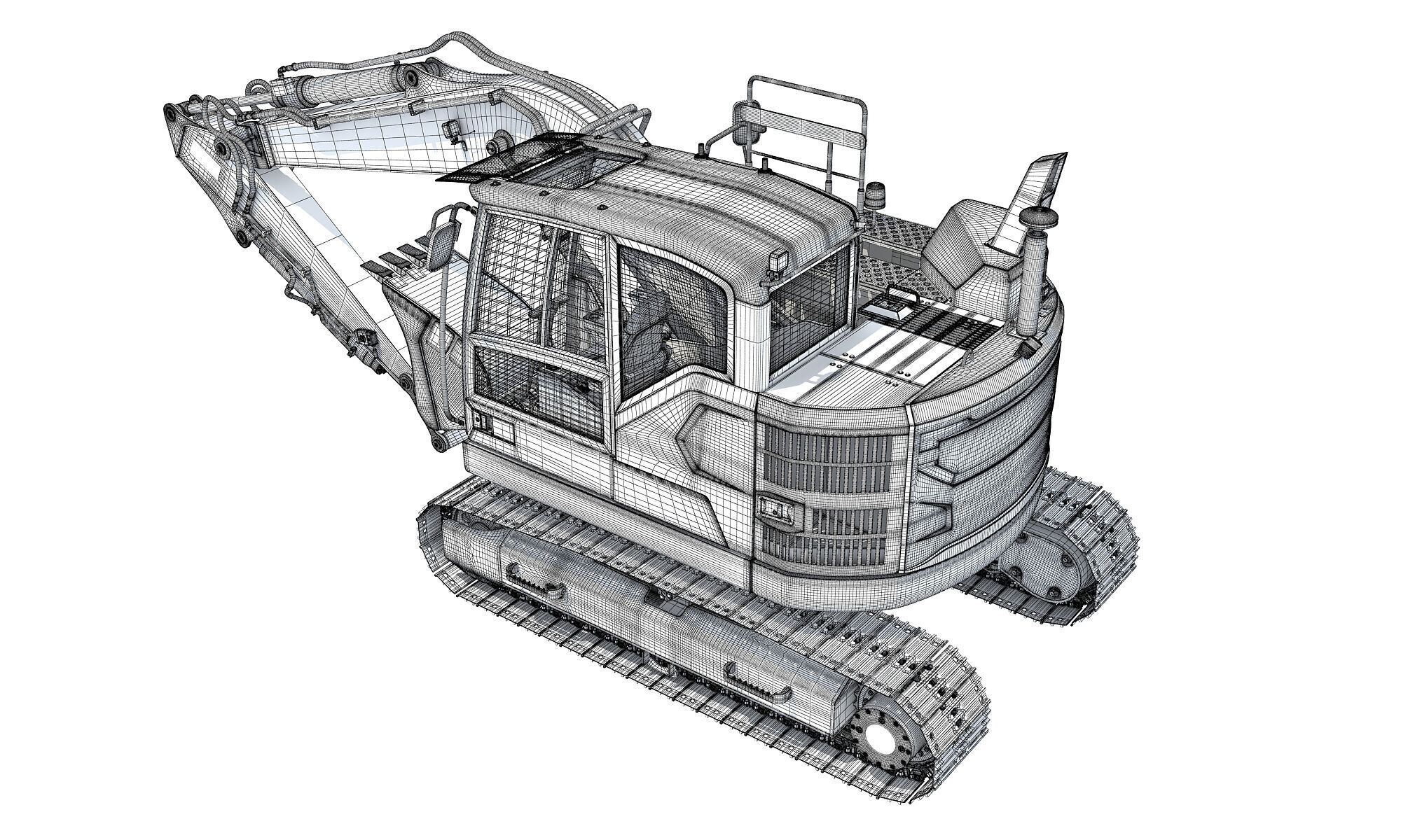 Construction Tracked Excavator 3D model_17