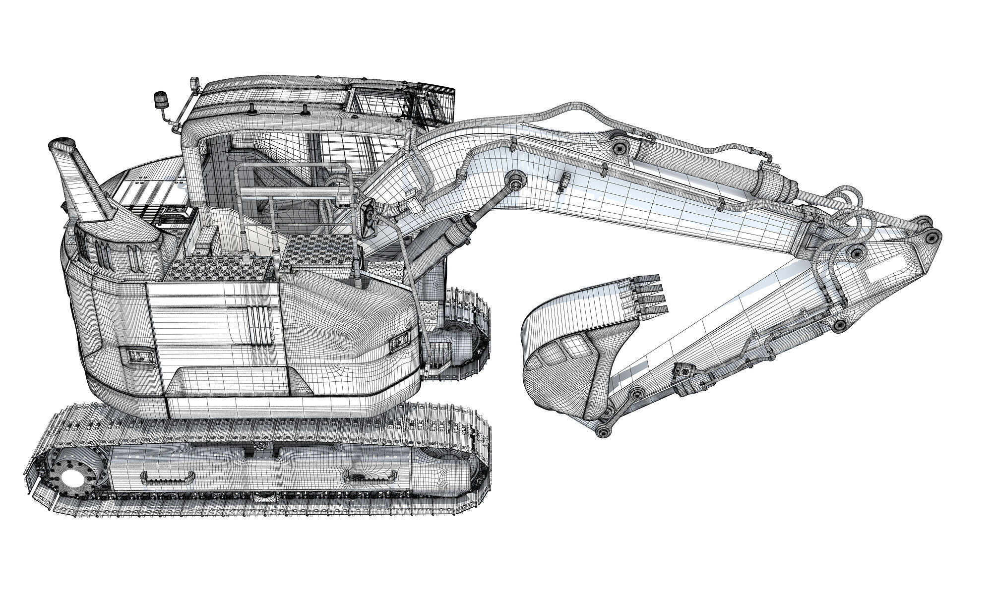Construction Tracked Excavator 3D model_19