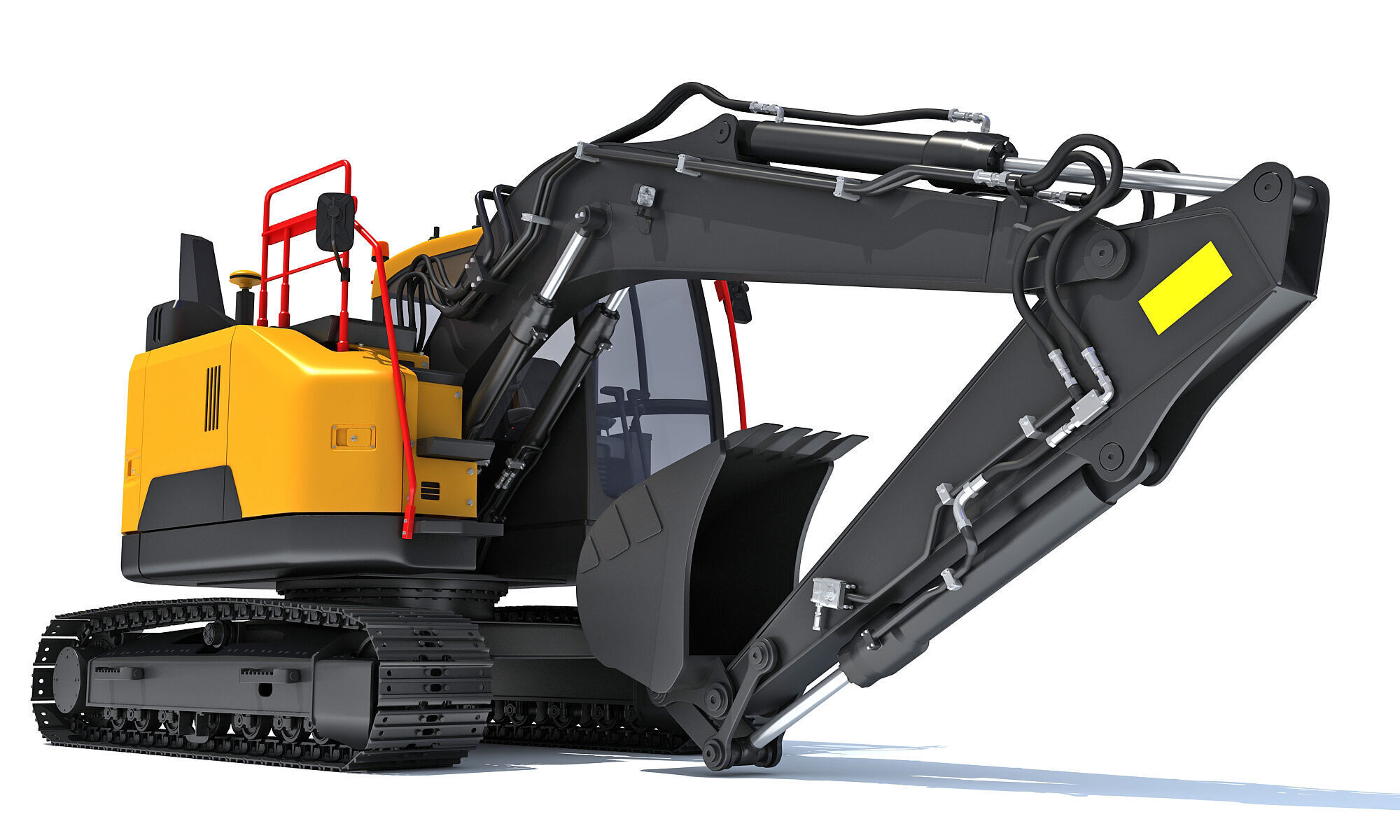 Construction Tracked Excavator 3D model_9