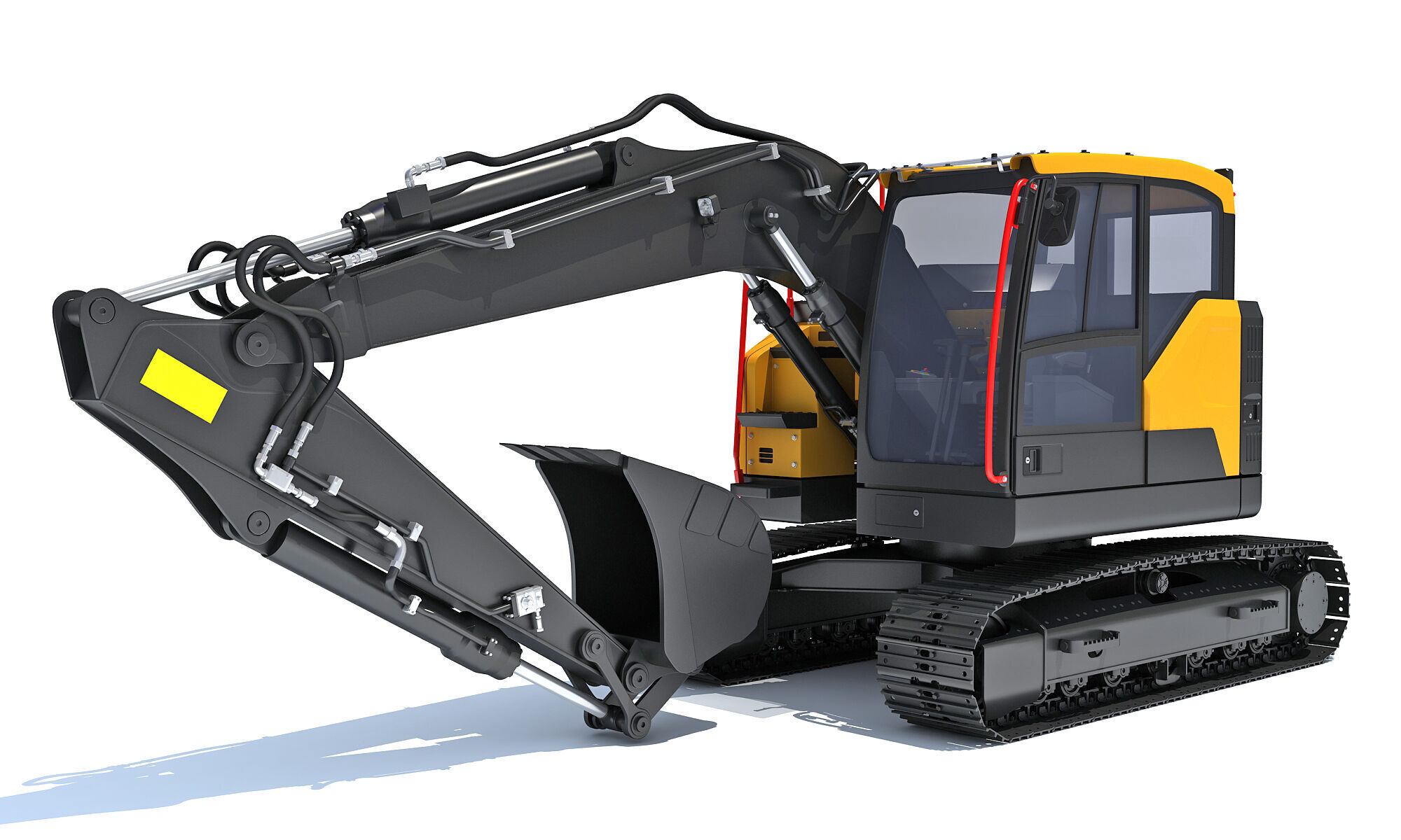 Construction Tracked Excavator 3D model_10