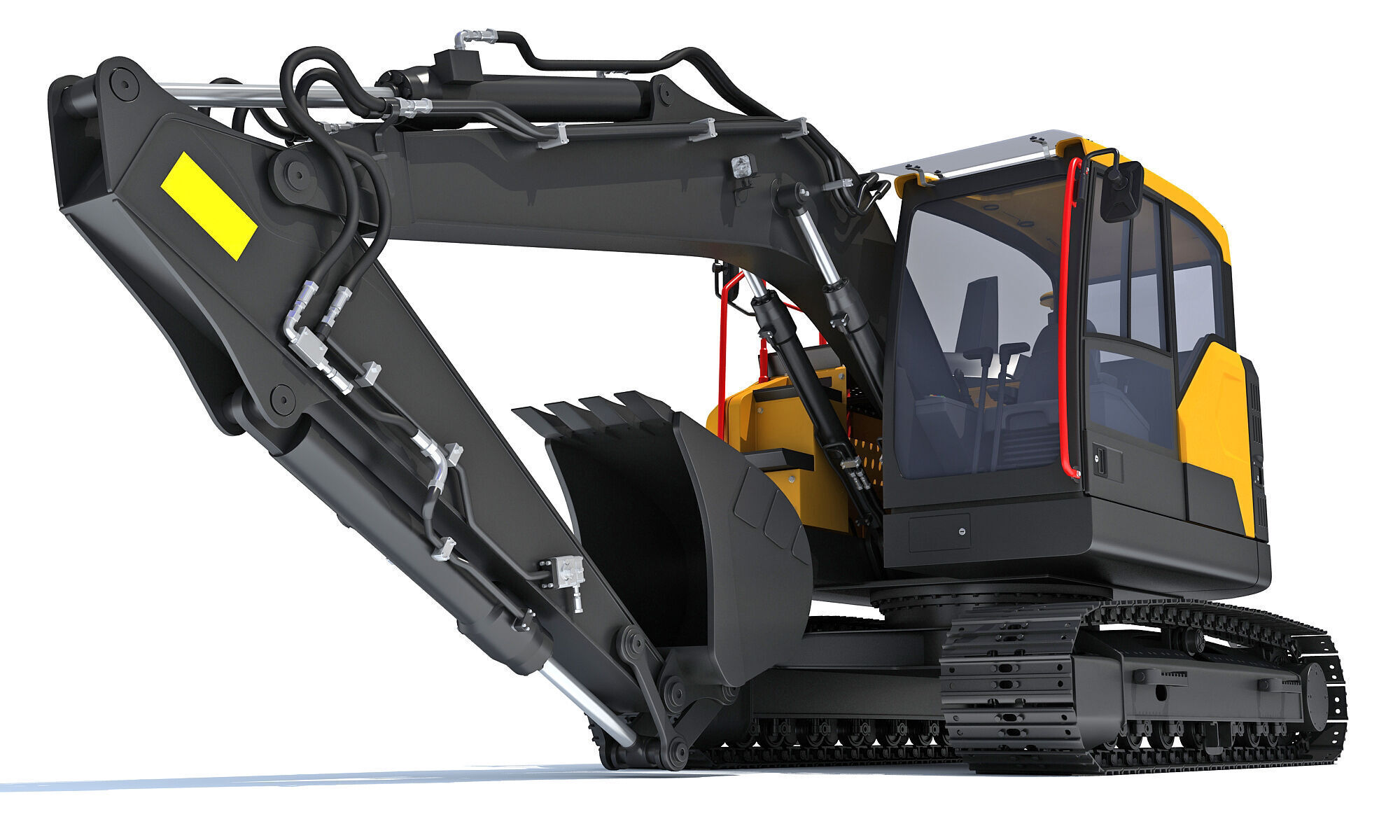 Construction Tracked Excavator 3D model_12