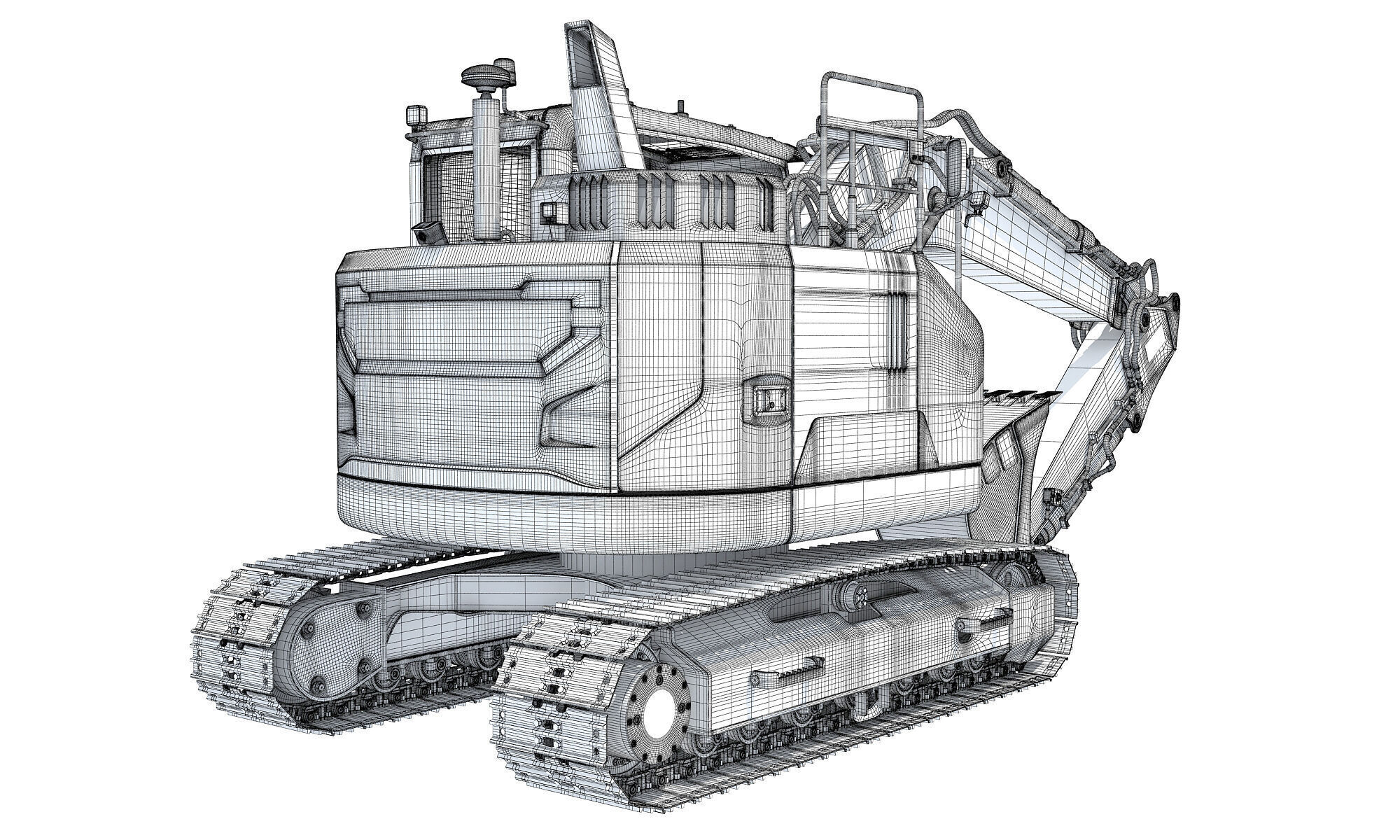 Construction Tracked Excavator 3D model_18