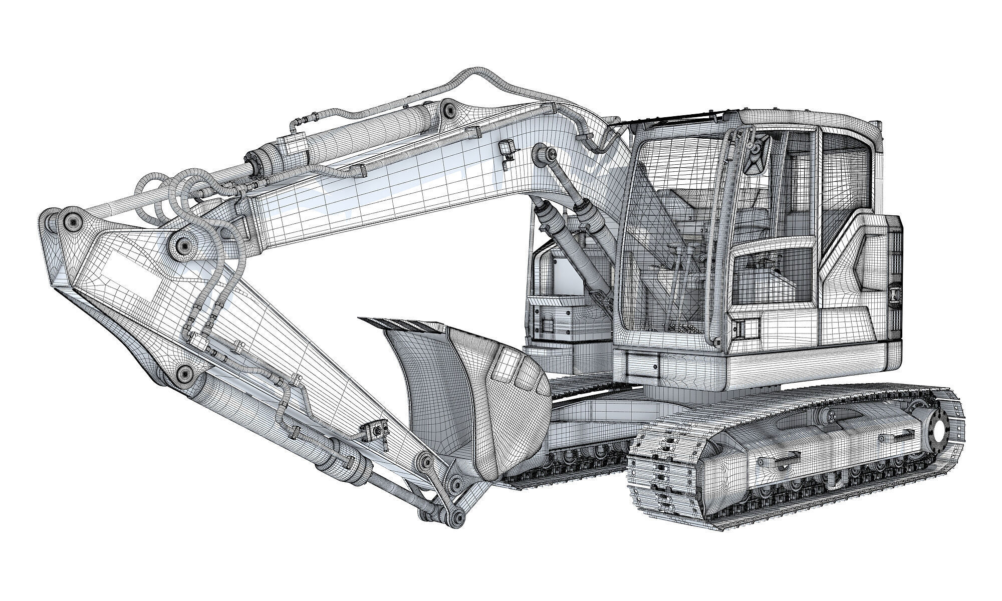 Construction Tracked Excavator 3D model_16