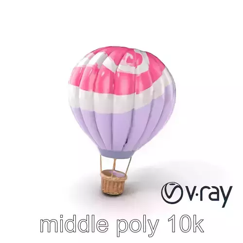 Classic Hot Air Balloon Swirl Pastel model pack Low-poly 3D model