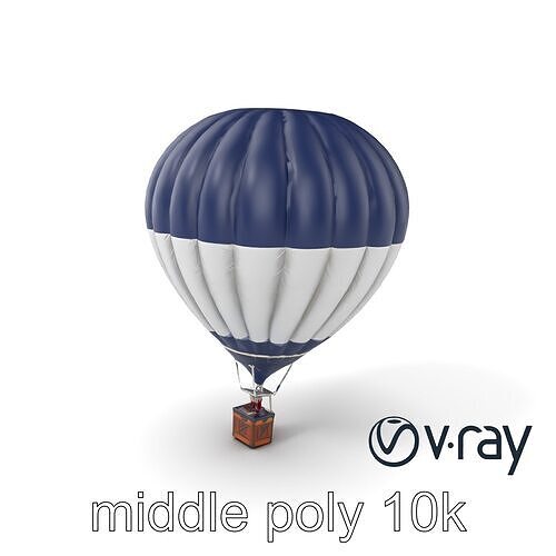Classic Hot Air Balloon Navy Silver model pack Low-poly 3D model