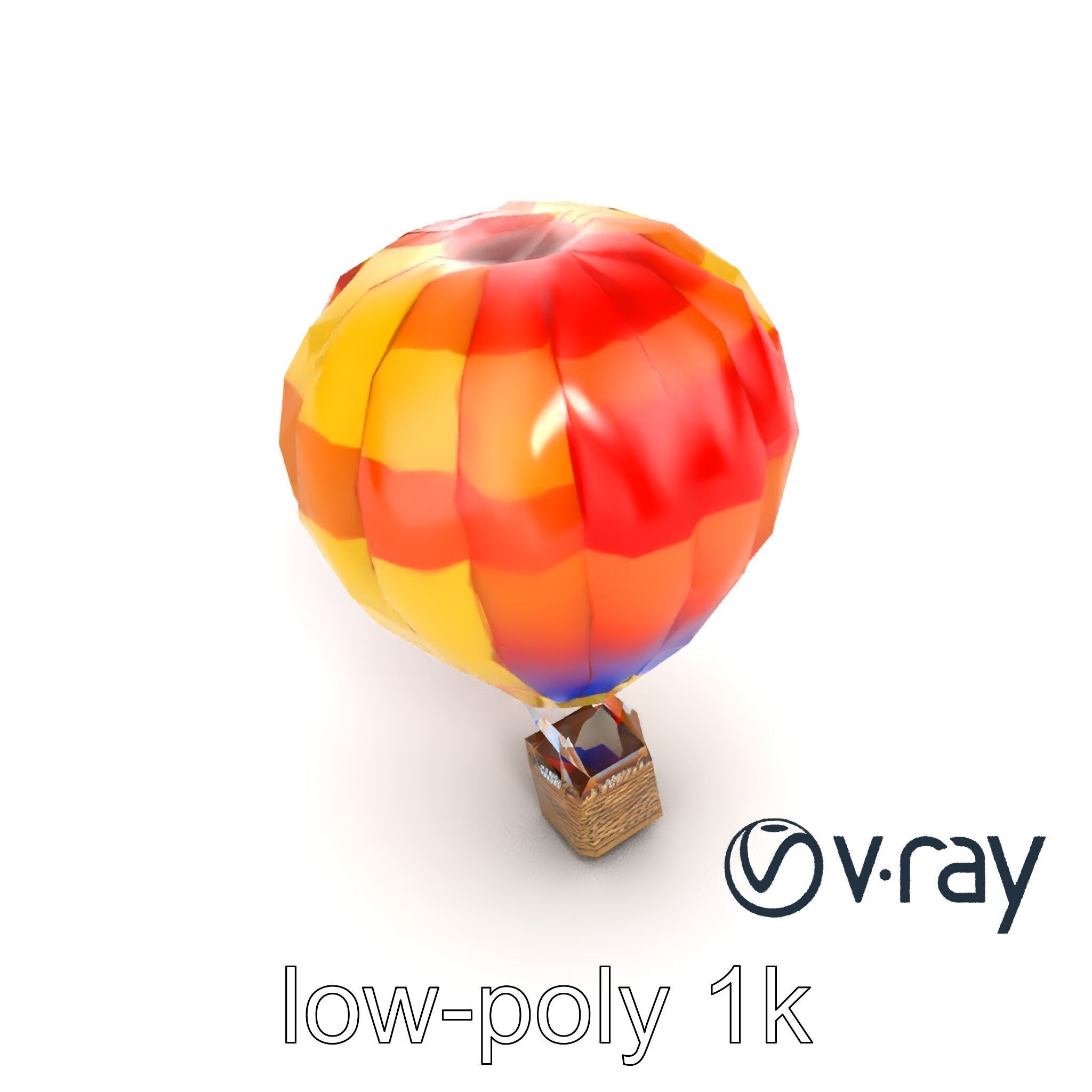 Rainbow Gradient Hot Air Balloon 3D Model Pack Low-poly 3D model_11