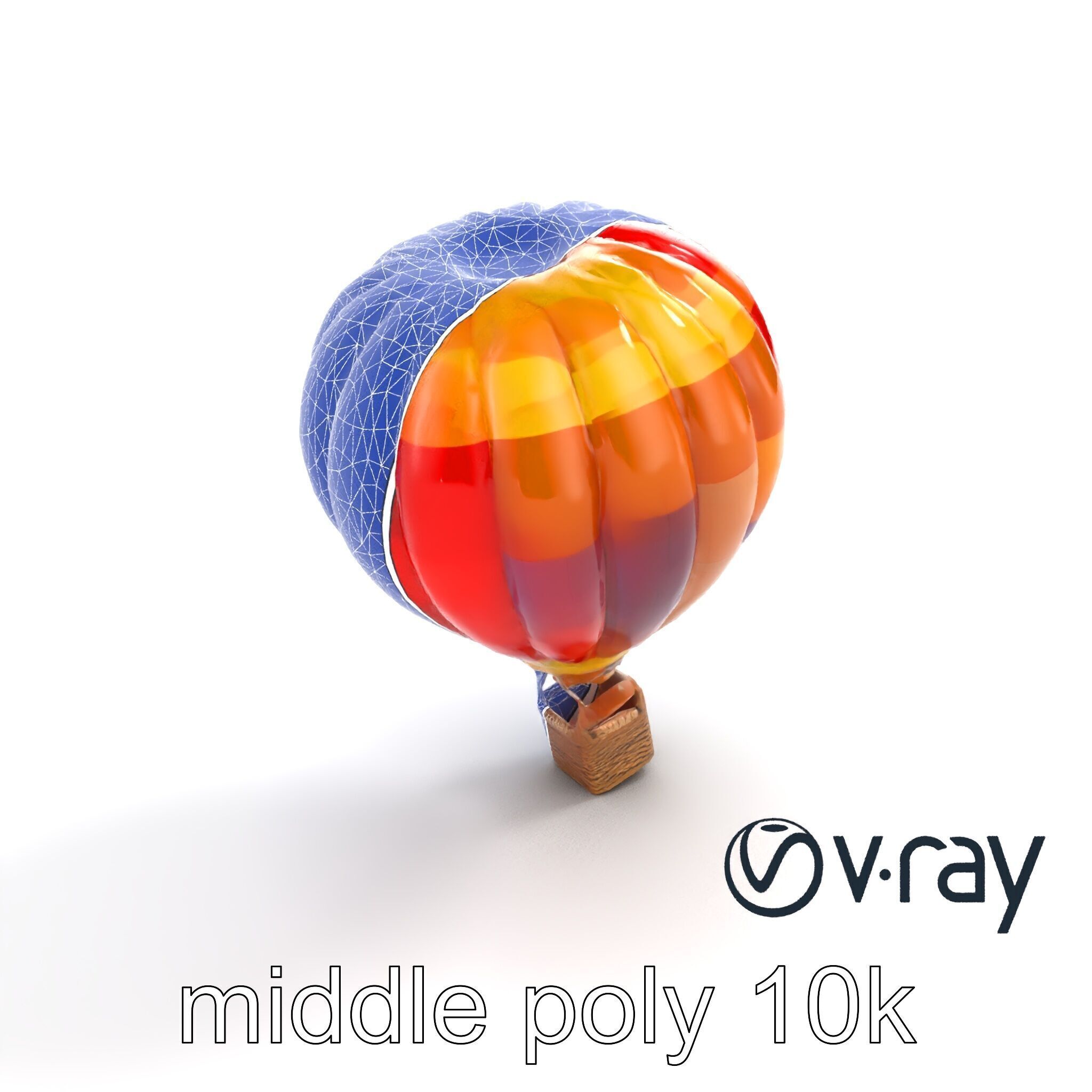 Rainbow Gradient Hot Air Balloon 3D Model Pack Low-poly 3D model_26