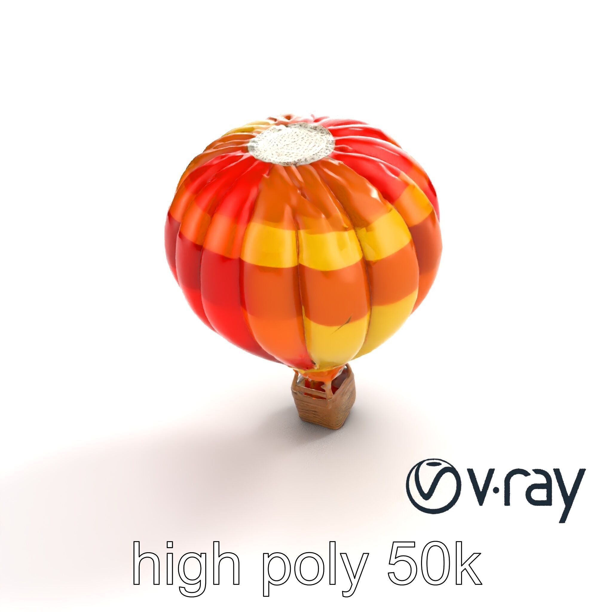 Rainbow Gradient Hot Air Balloon 3D Model Pack Low-poly 3D model_16