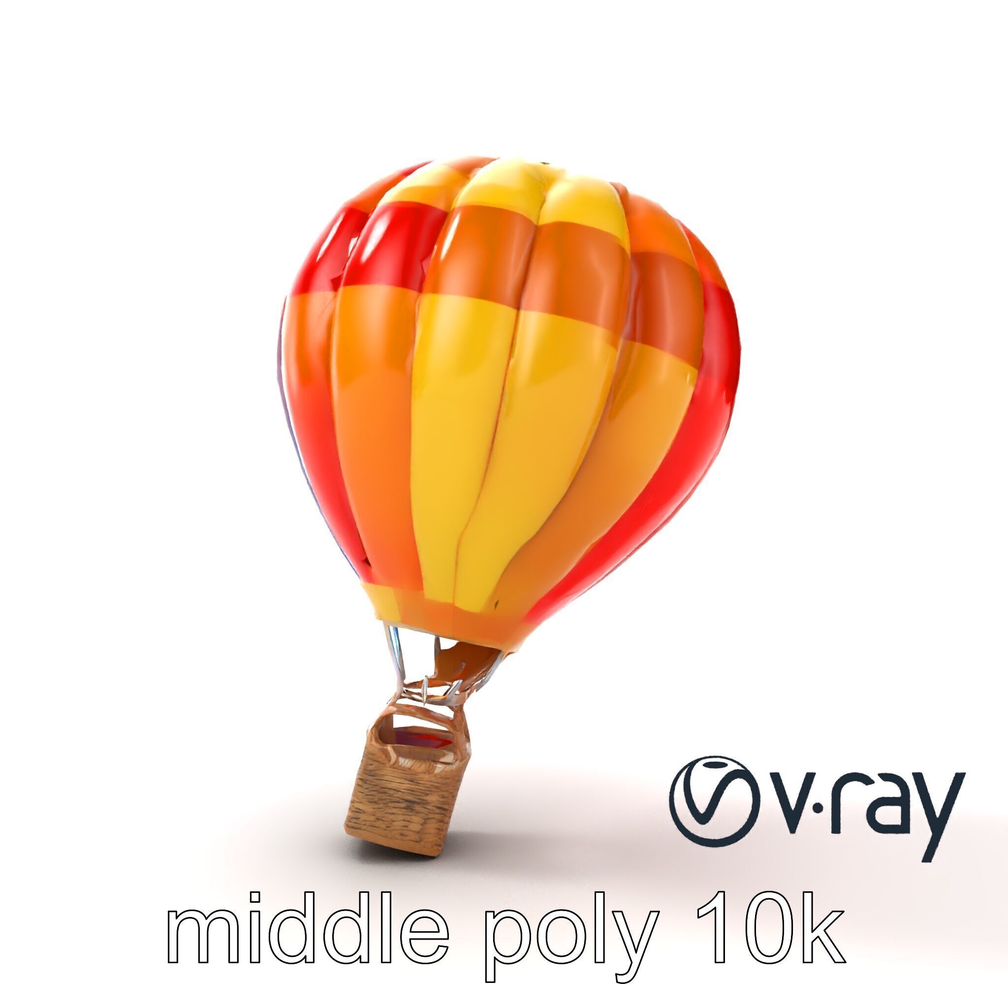 Rainbow Gradient Hot Air Balloon 3D Model Pack Low-poly 3D model_10