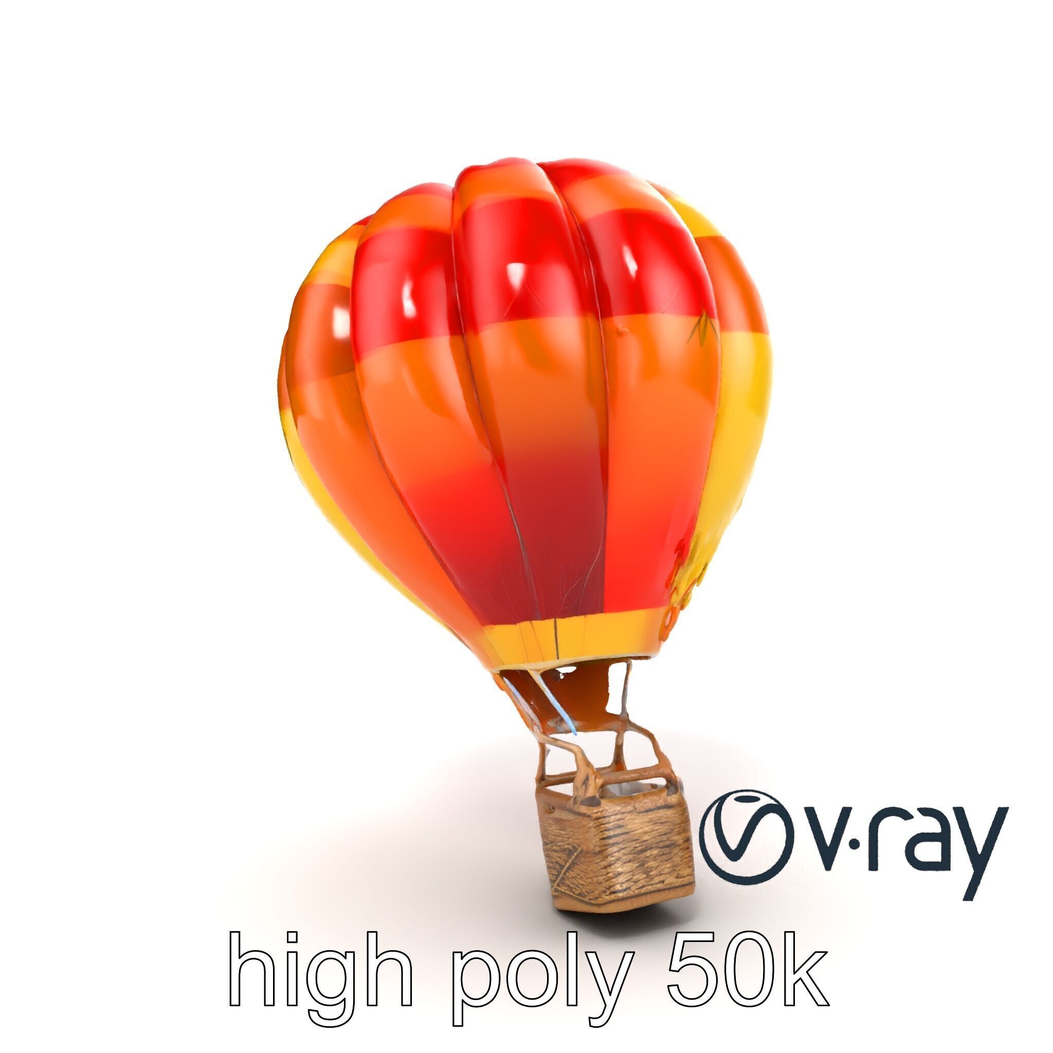 Rainbow Gradient Hot Air Balloon 3D Model Pack Low-poly 3D model_12