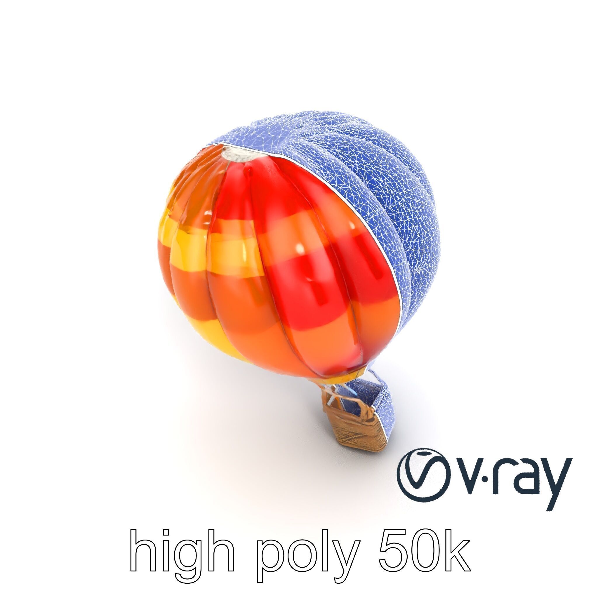 Rainbow Gradient Hot Air Balloon 3D Model Pack Low-poly 3D model_17