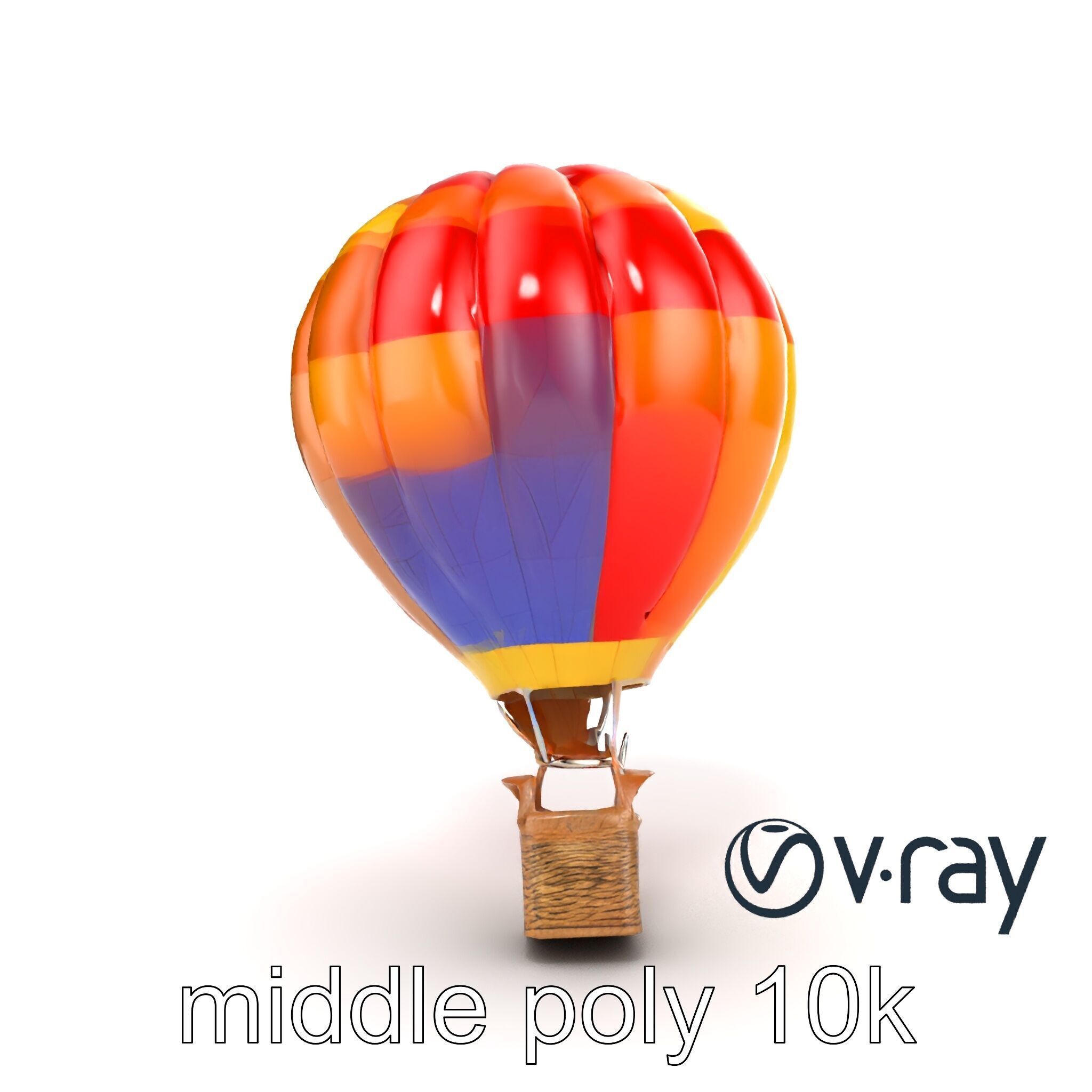 Rainbow Gradient Hot Air Balloon 3D Model Pack Low-poly 3D model_23