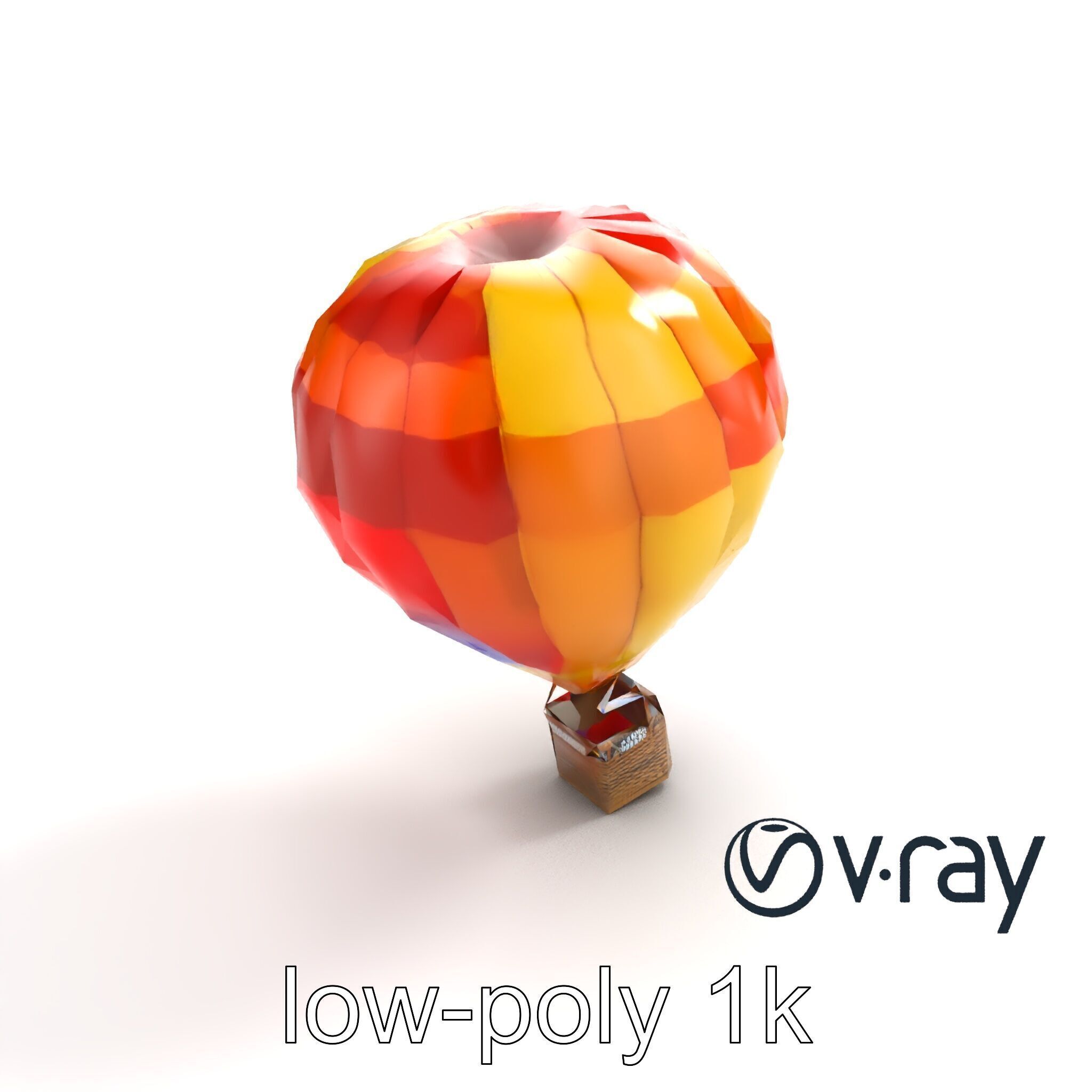 Rainbow Gradient Hot Air Balloon 3D Model Pack Low-poly 3D model_8