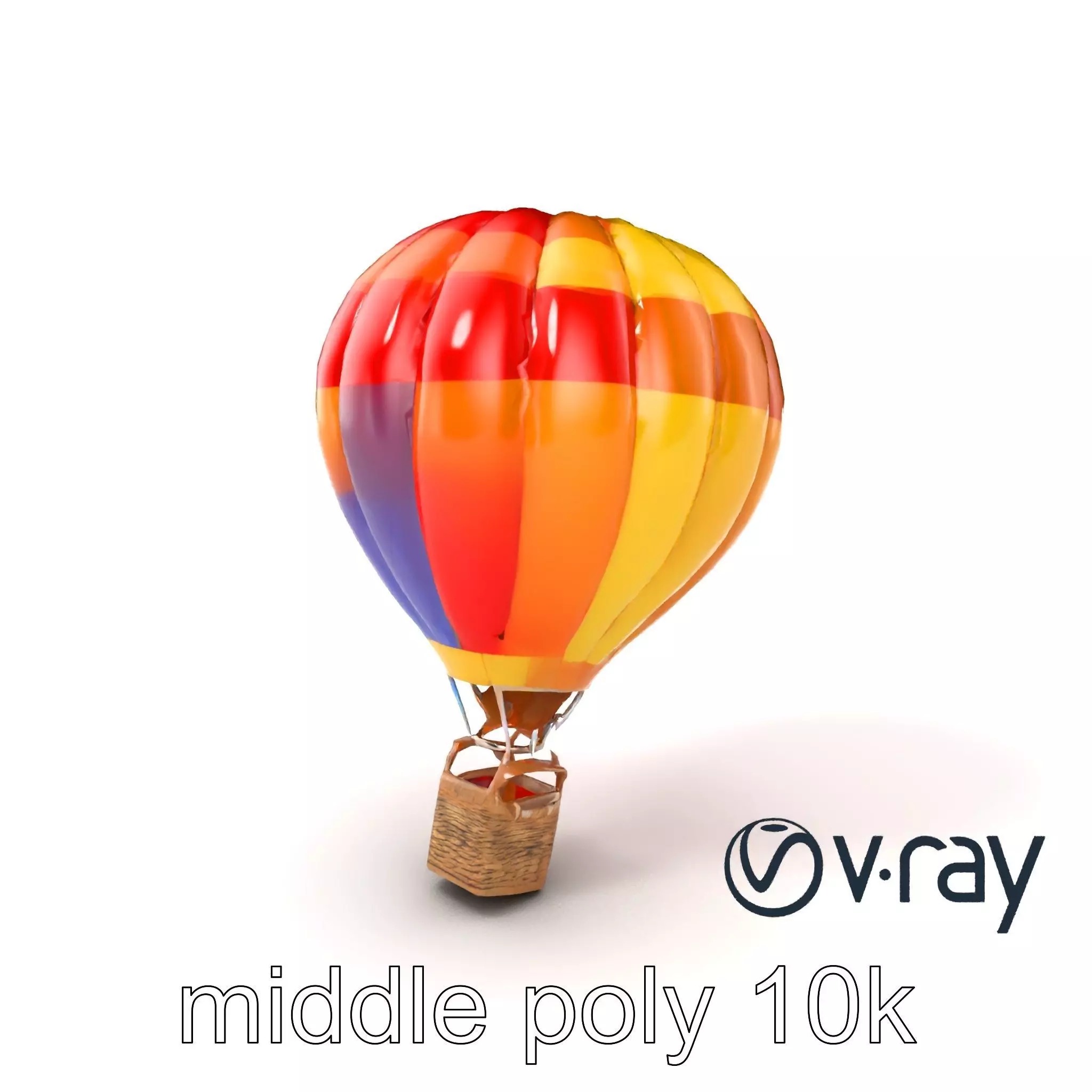 Rainbow Gradient Hot Air Balloon 3D Model Pack Low-poly 3D model_0