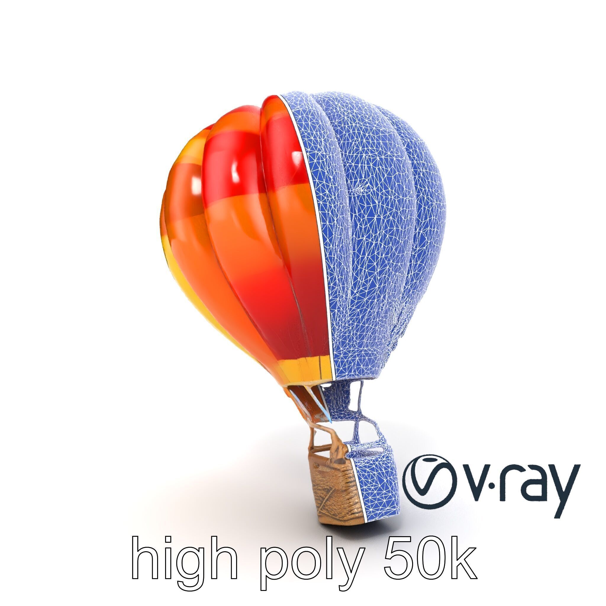 Rainbow Gradient Hot Air Balloon 3D Model Pack Low-poly 3D model_22