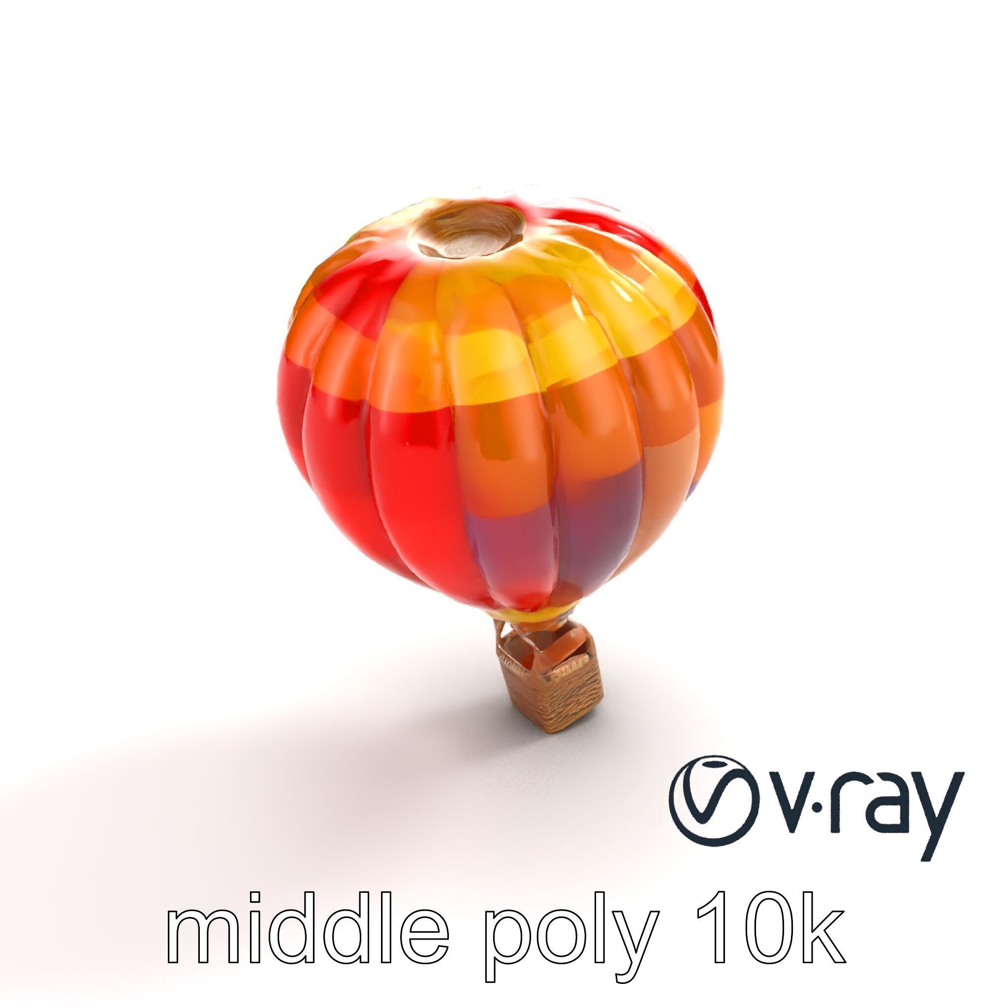 Rainbow Gradient Hot Air Balloon 3D Model Pack Low-poly 3D model_4
