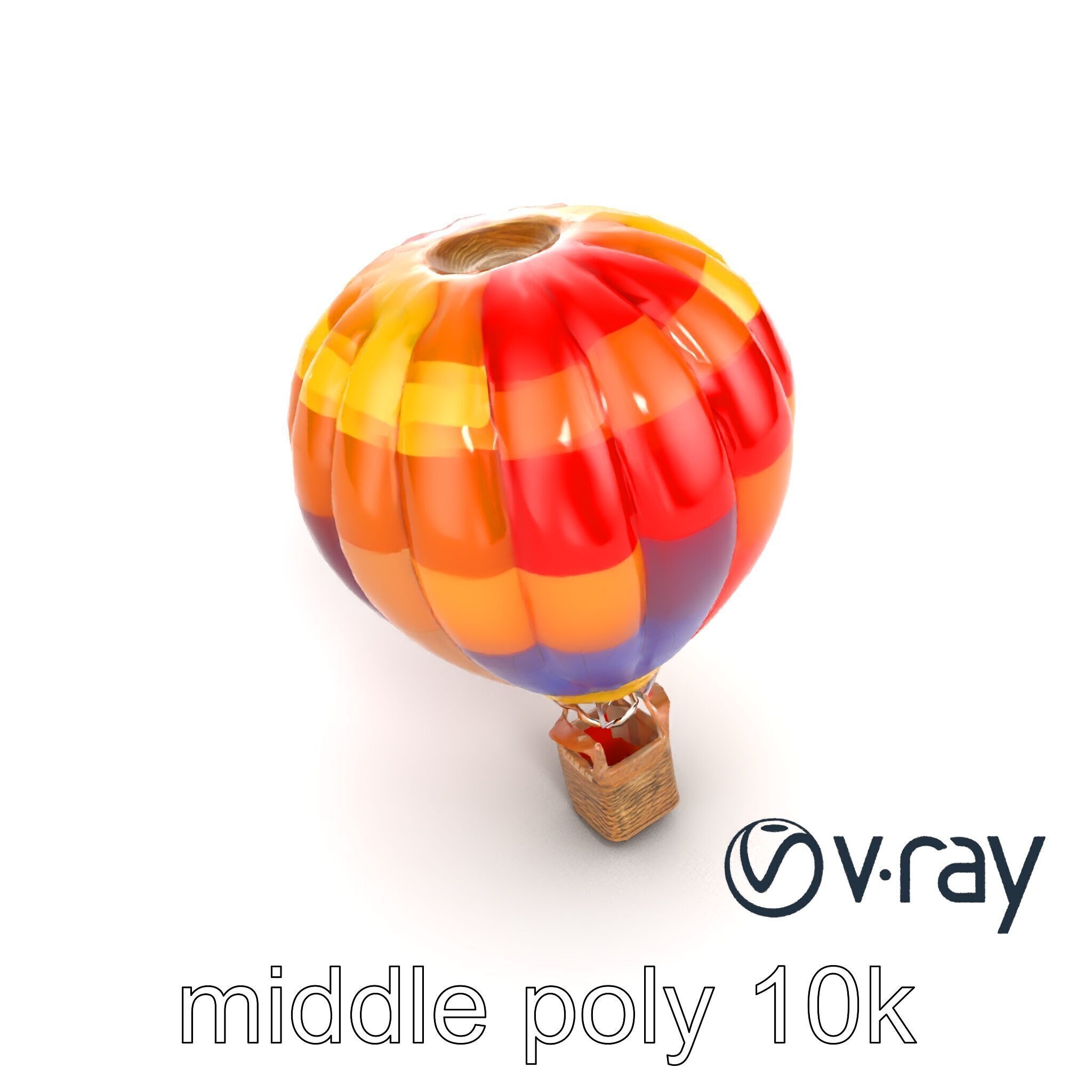 Rainbow Gradient Hot Air Balloon 3D Model Pack Low-poly 3D model_7
