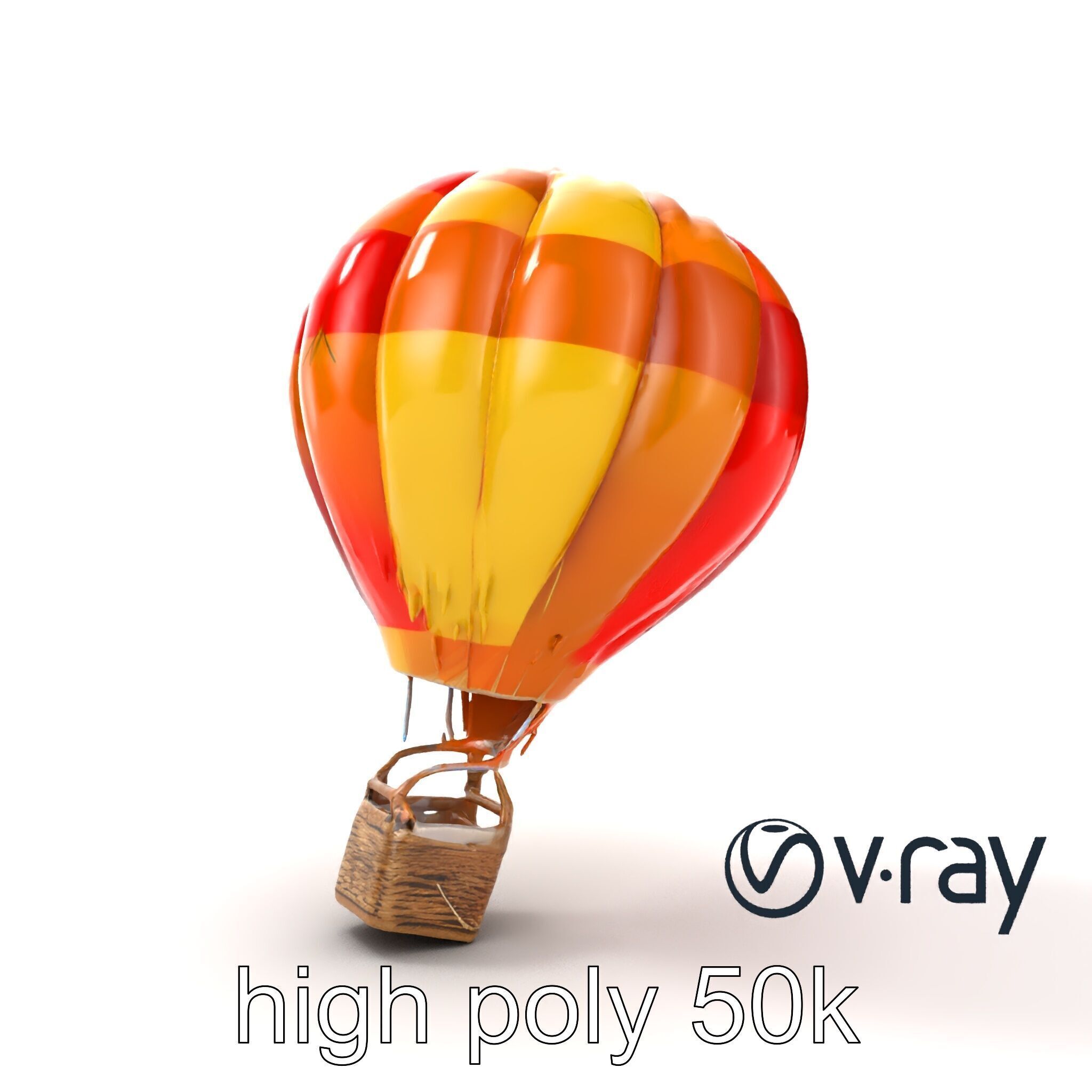 Rainbow Gradient Hot Air Balloon 3D Model Pack Low-poly 3D model_29