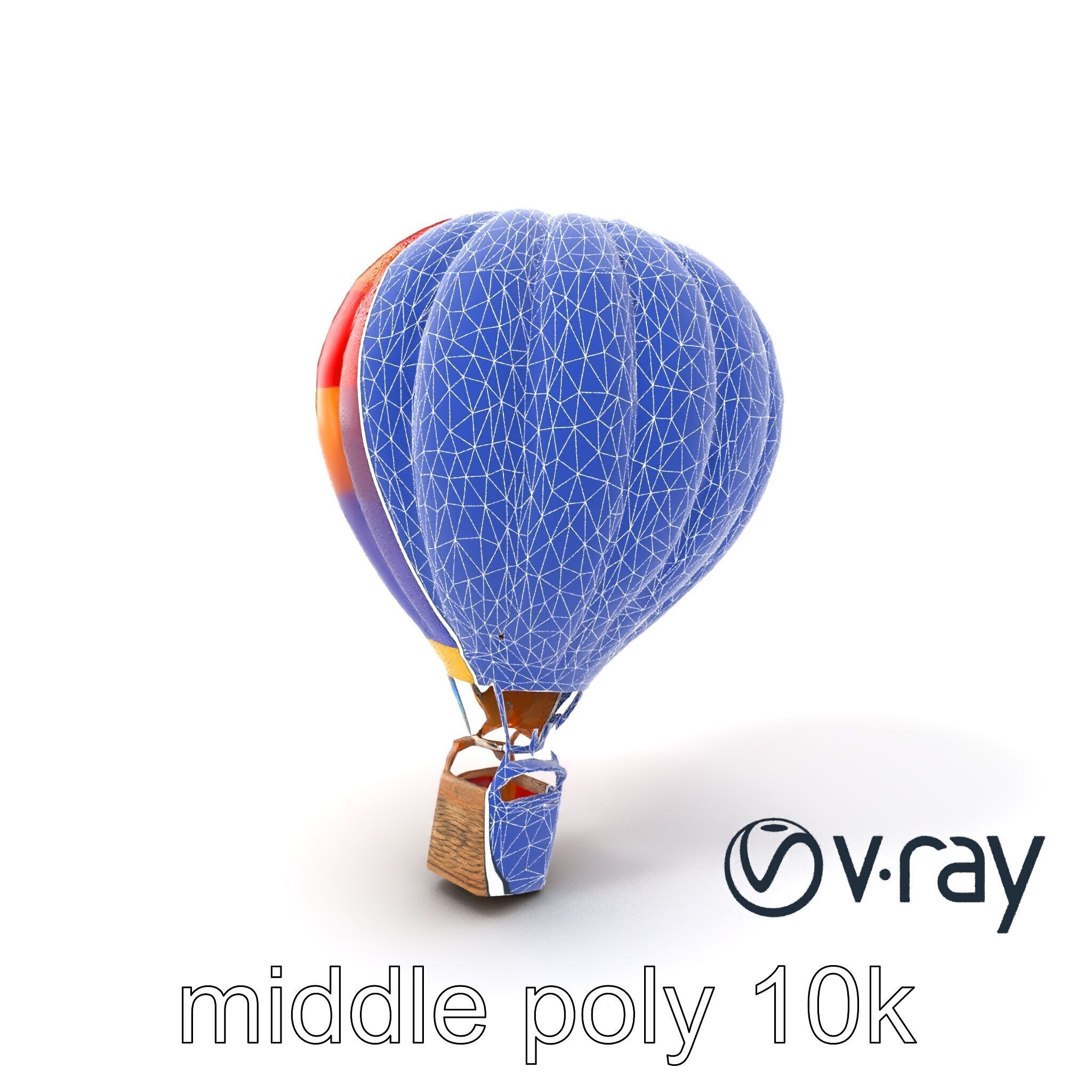 Rainbow Gradient Hot Air Balloon 3D Model Pack Low-poly 3D model_28