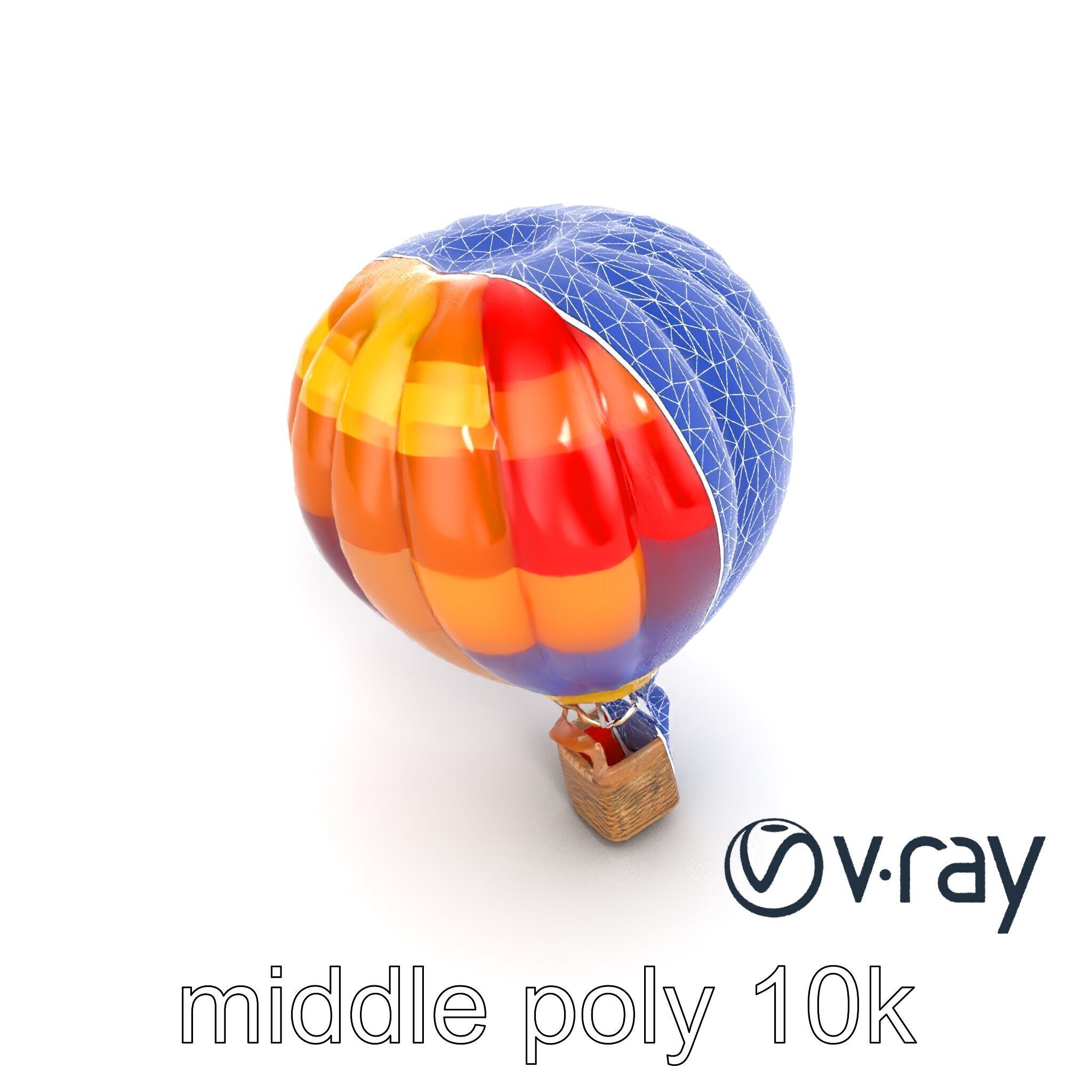 Rainbow Gradient Hot Air Balloon 3D Model Pack Low-poly 3D model_31