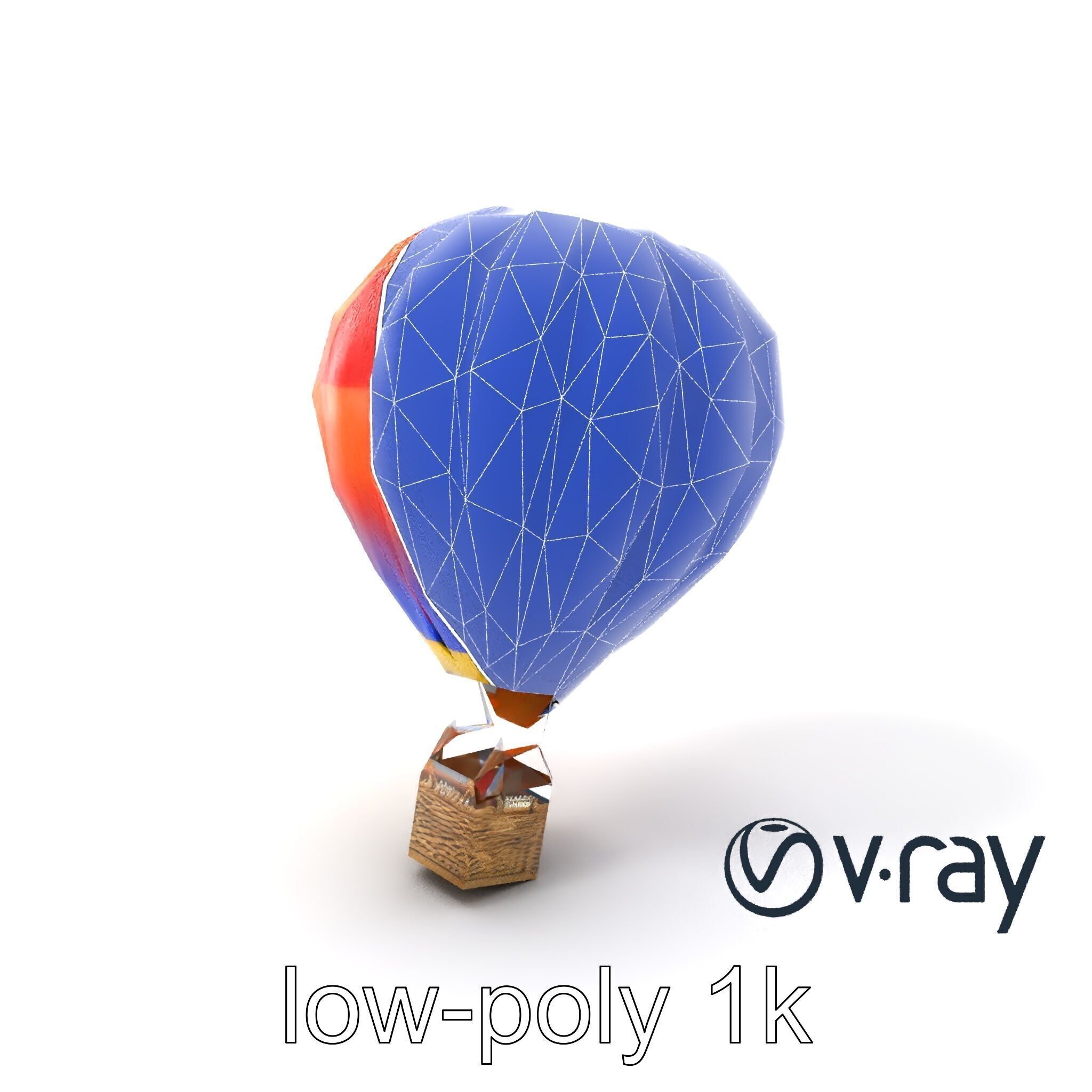 Rainbow Gradient Hot Air Balloon 3D Model Pack Low-poly 3D model_5