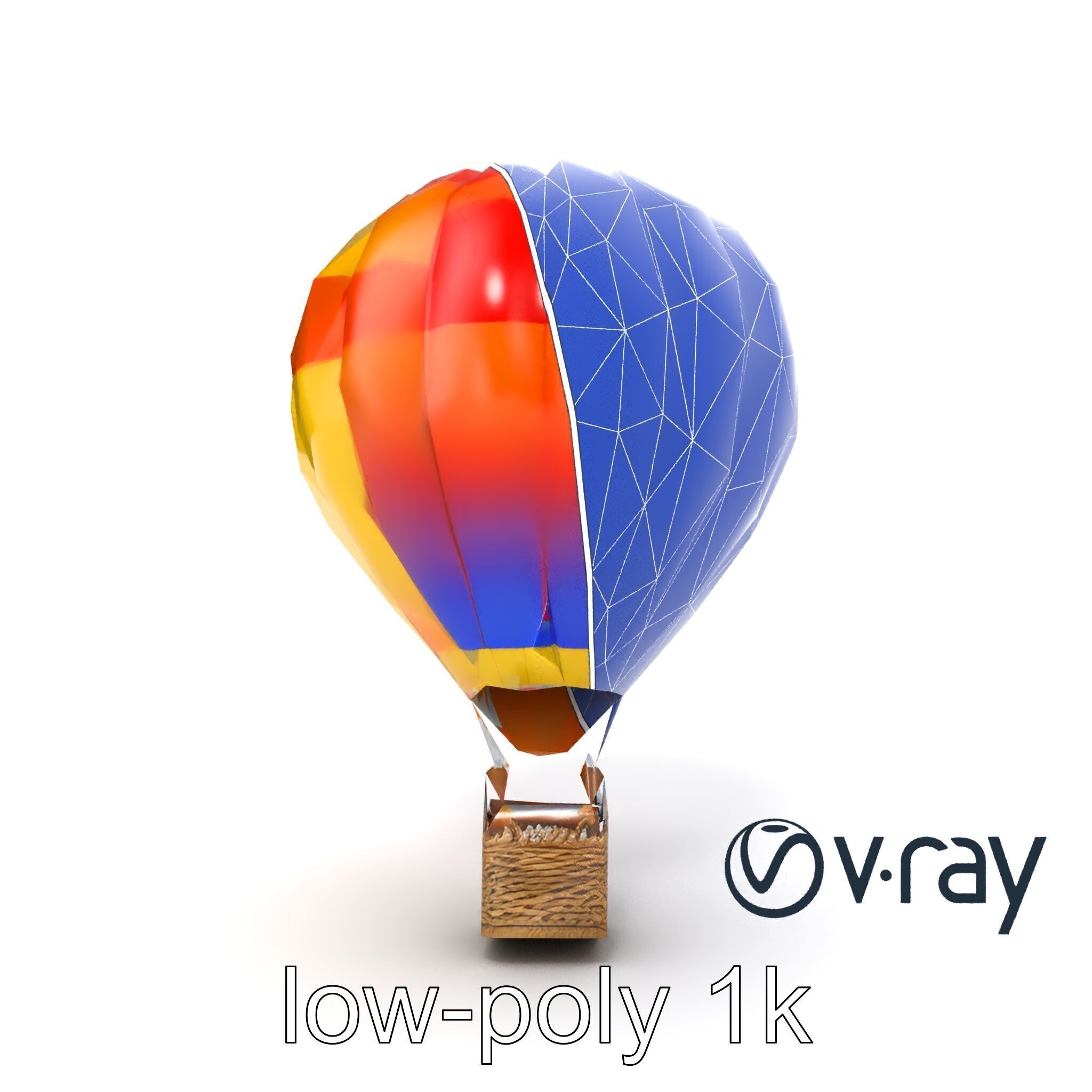 Rainbow Gradient Hot Air Balloon 3D Model Pack Low-poly 3D model_14
