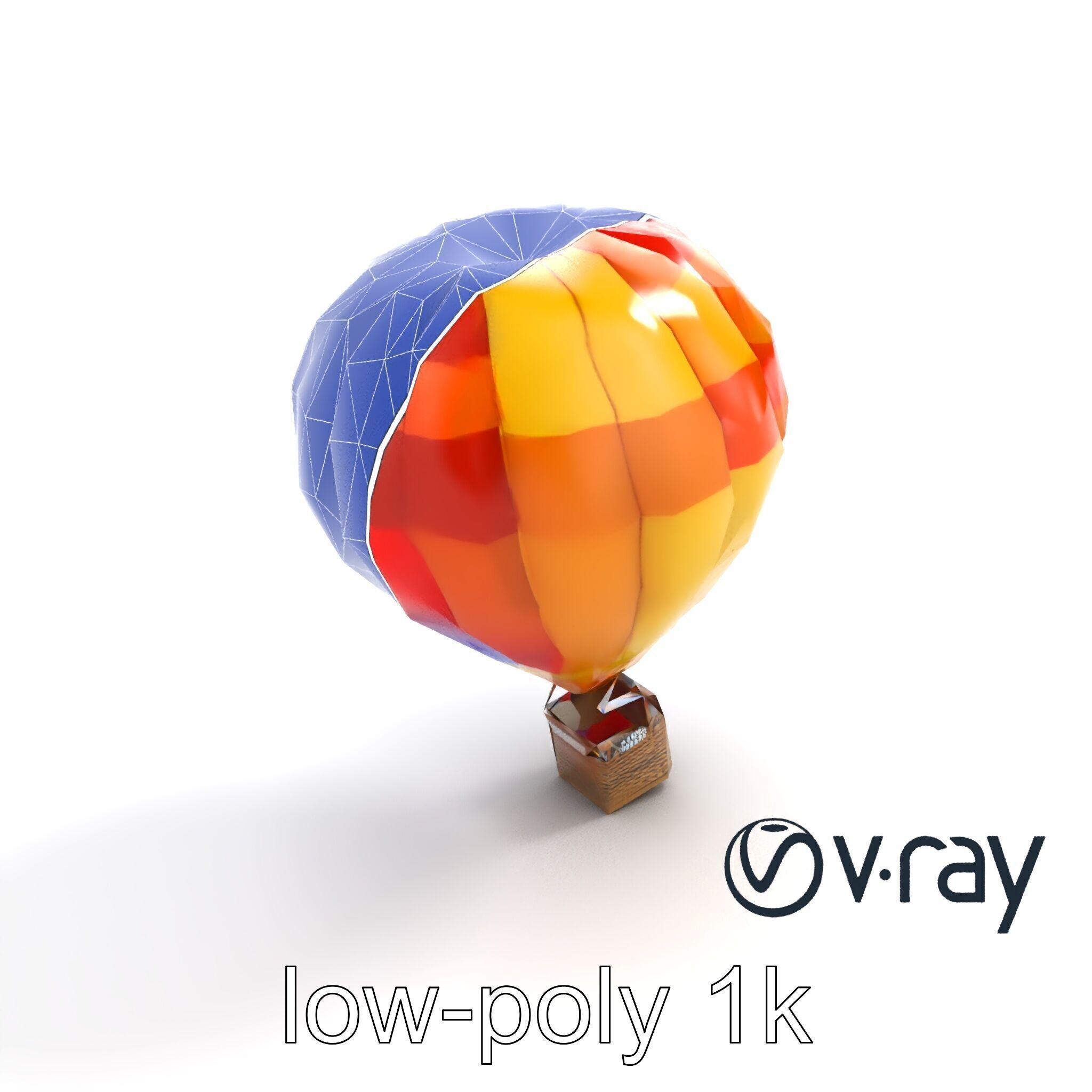 Rainbow Gradient Hot Air Balloon 3D Model Pack Low-poly 3D model_21