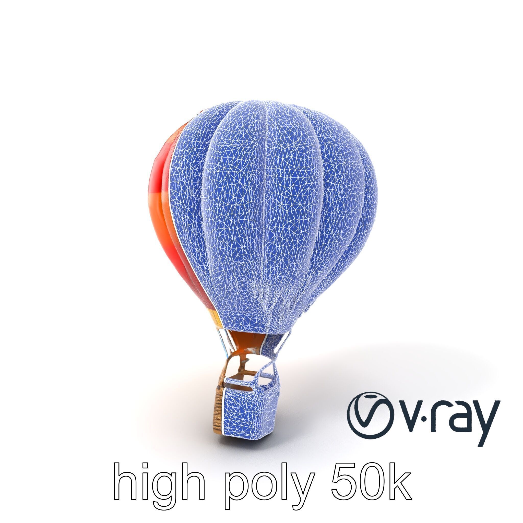 Rainbow Gradient Hot Air Balloon 3D Model Pack Low-poly 3D model_9